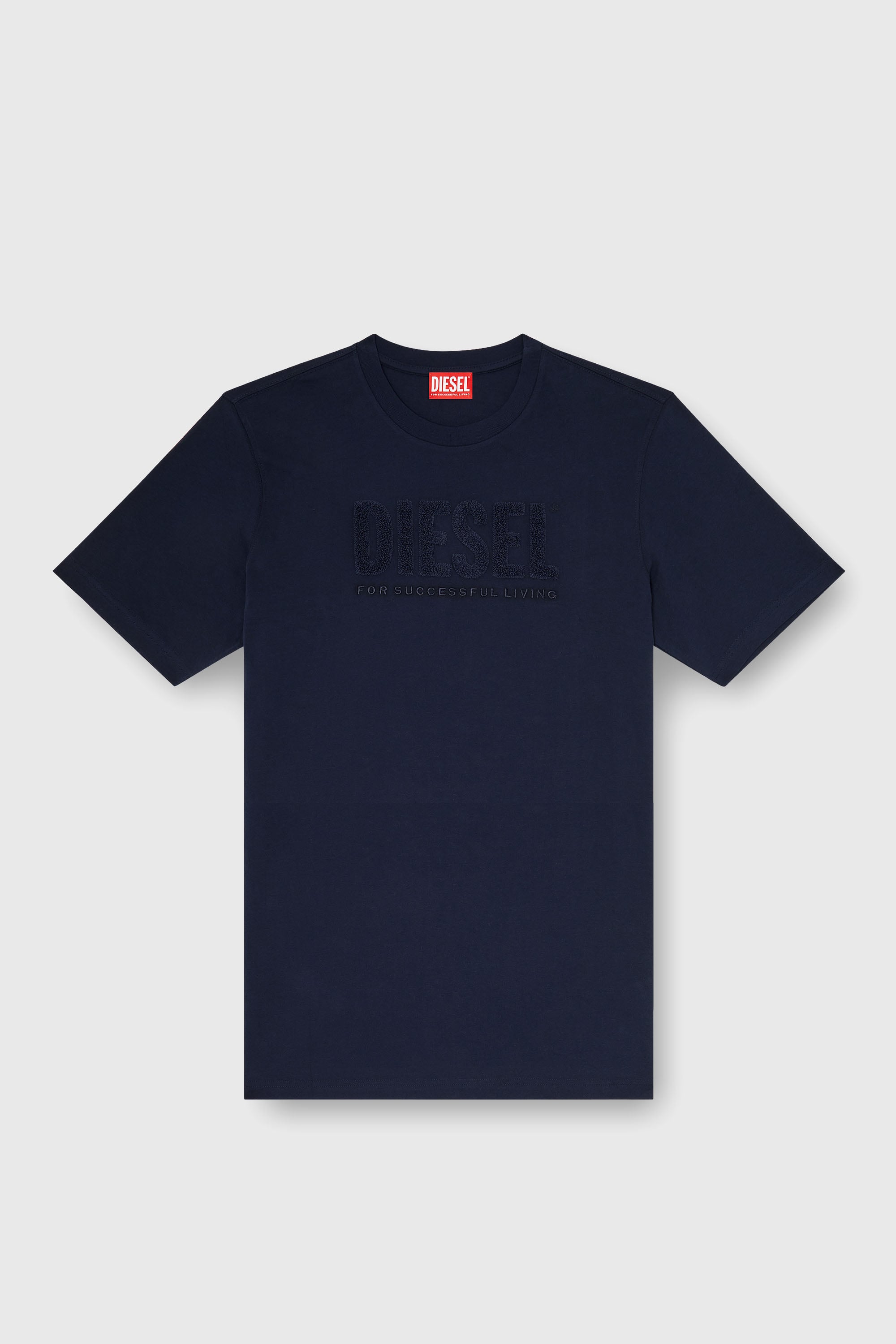 Diesel - T-JUST-OVA-T92, T-shirt en coton avec imprim&eacute; logo Diesel ton sur ton Homme in Bleu - 2