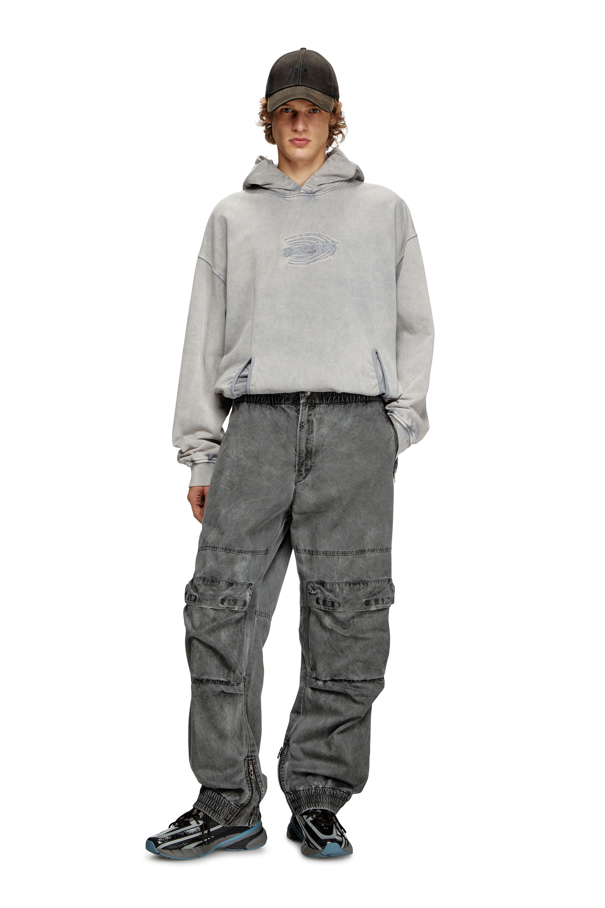 Diesel - P-BEECK, Pantalon cargo en sergé de coton Homme in Gris - 1