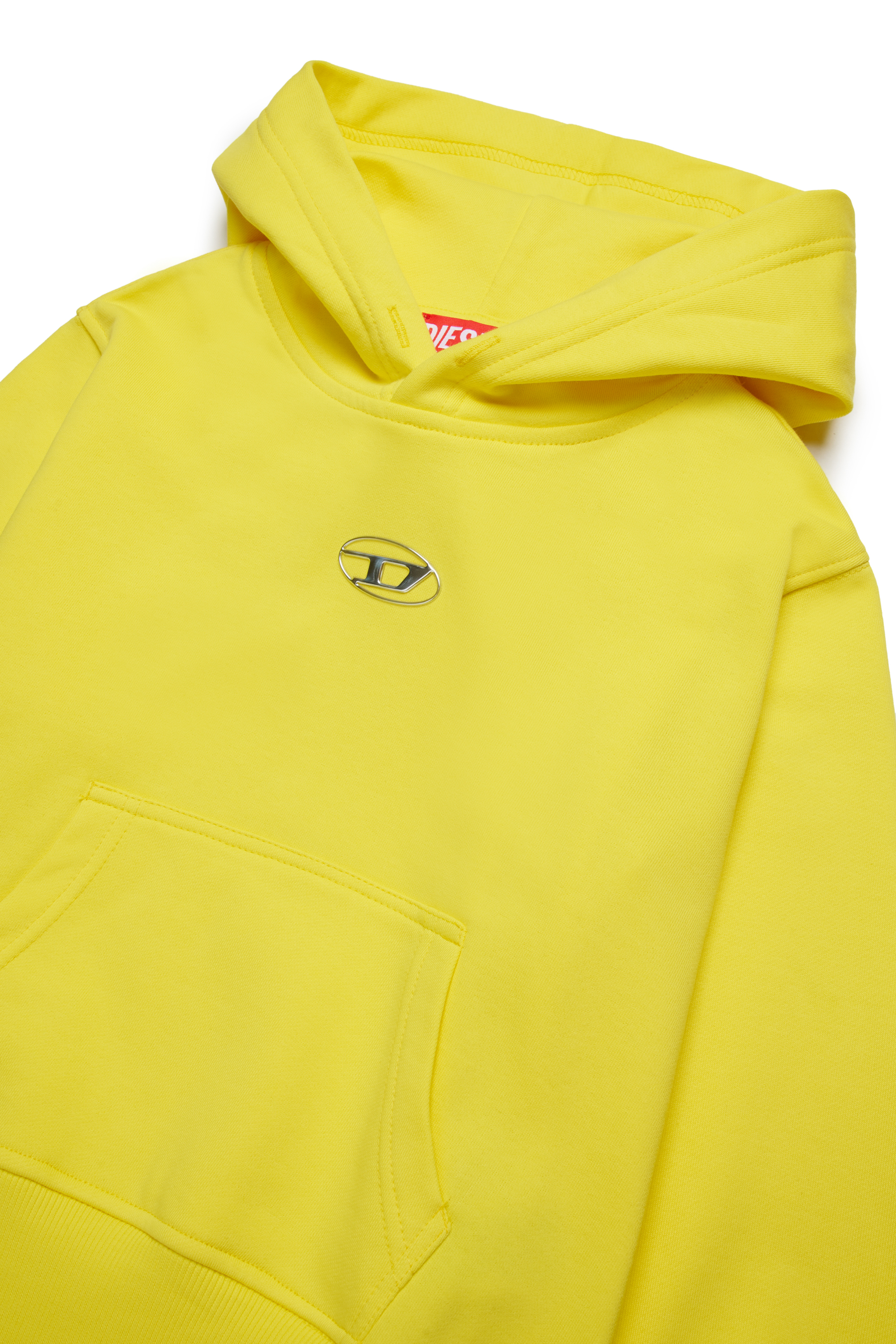 Diesel - SMACSHOODOD OVER, Sweat-shirt à capuche avec logo Oval D effet métal Homme in Jaune - 3