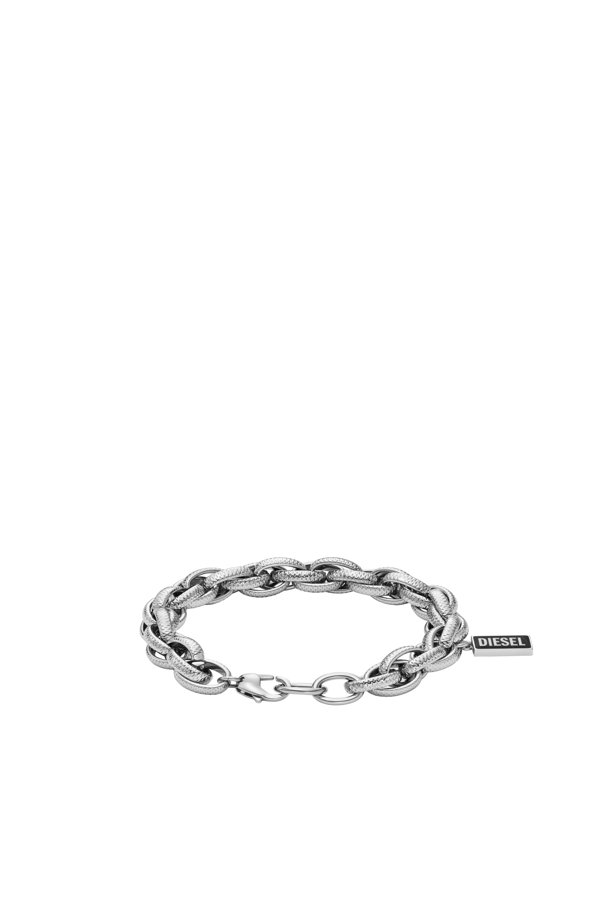 Diesel - DX1514, Mixte Bracelet chaîne avec agate noire in Gris argenté - Image 2