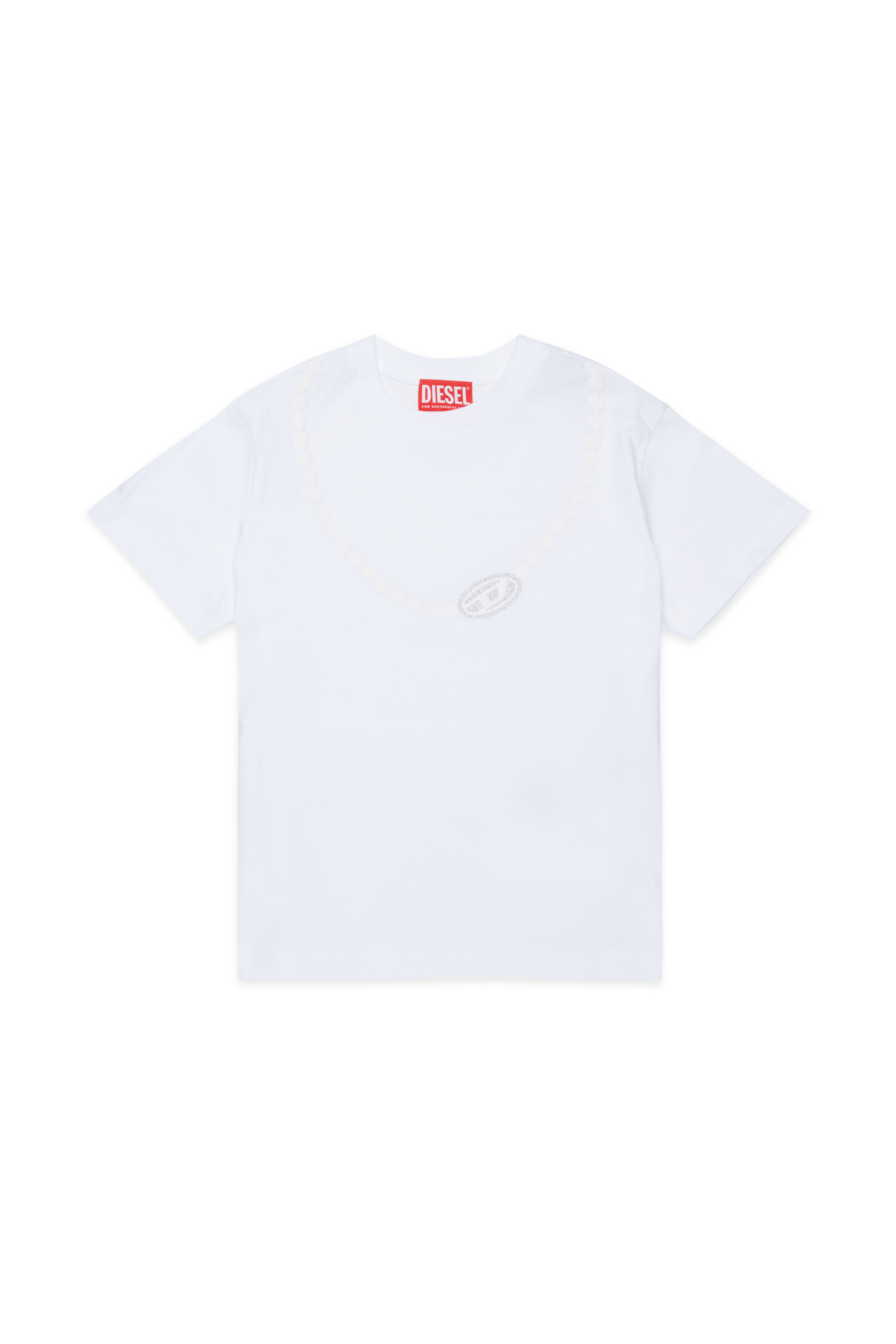 Diesel - TICLA, T-shirt en coton avec imprim&eacute; collier Femme in Blanc - 1