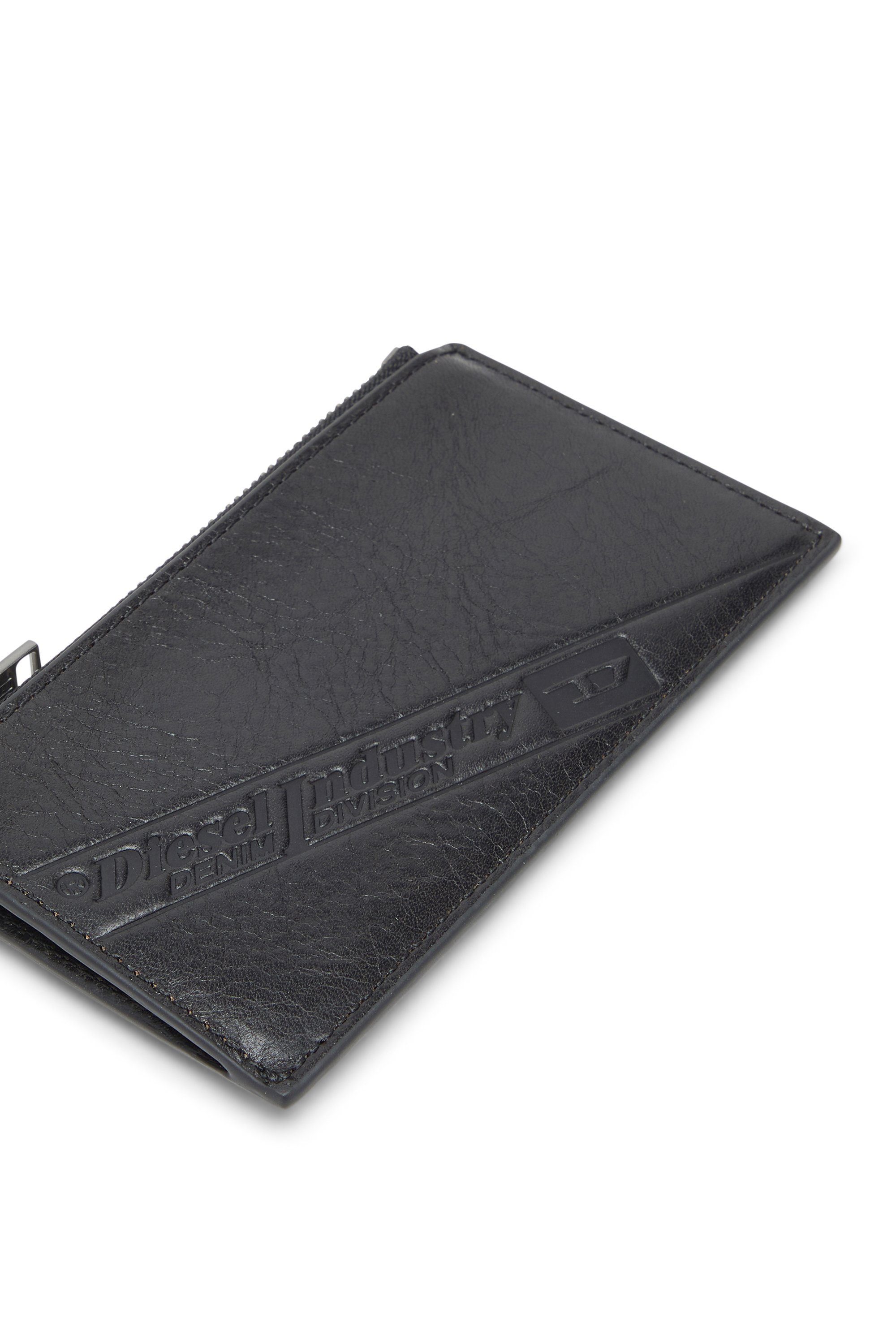 Diesel - FLAG-D CARD HOLDER III, Porte-cartes en cuir avec fermeture éclair Homme in Noir - 4