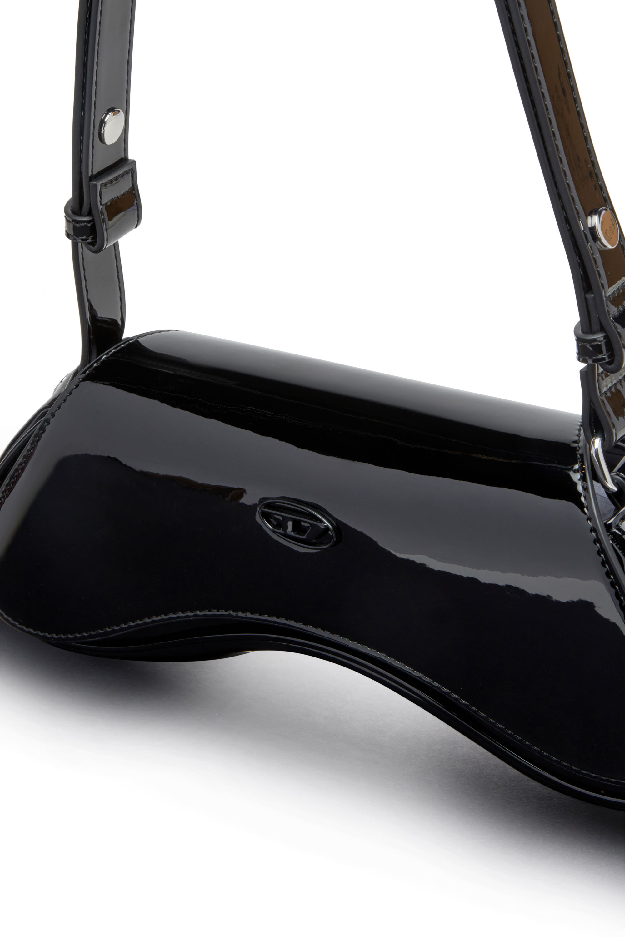 Diesel - PLAY CROSSBODY, Play-Sac &agrave; bandouli&egrave;re en PU brillant Femme in Noir - 6