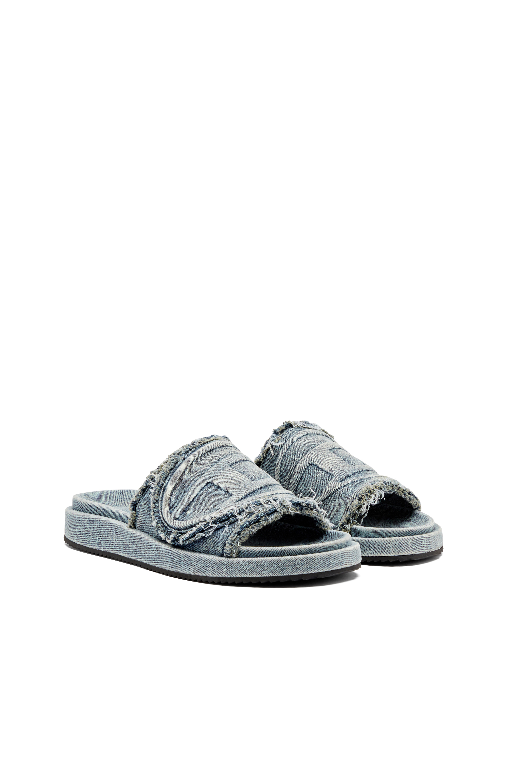 Diesel - SA-SLIDE D OVAL, Sa-Slide D-Claquettes en denim vieilli Mixte in Bleu - 2