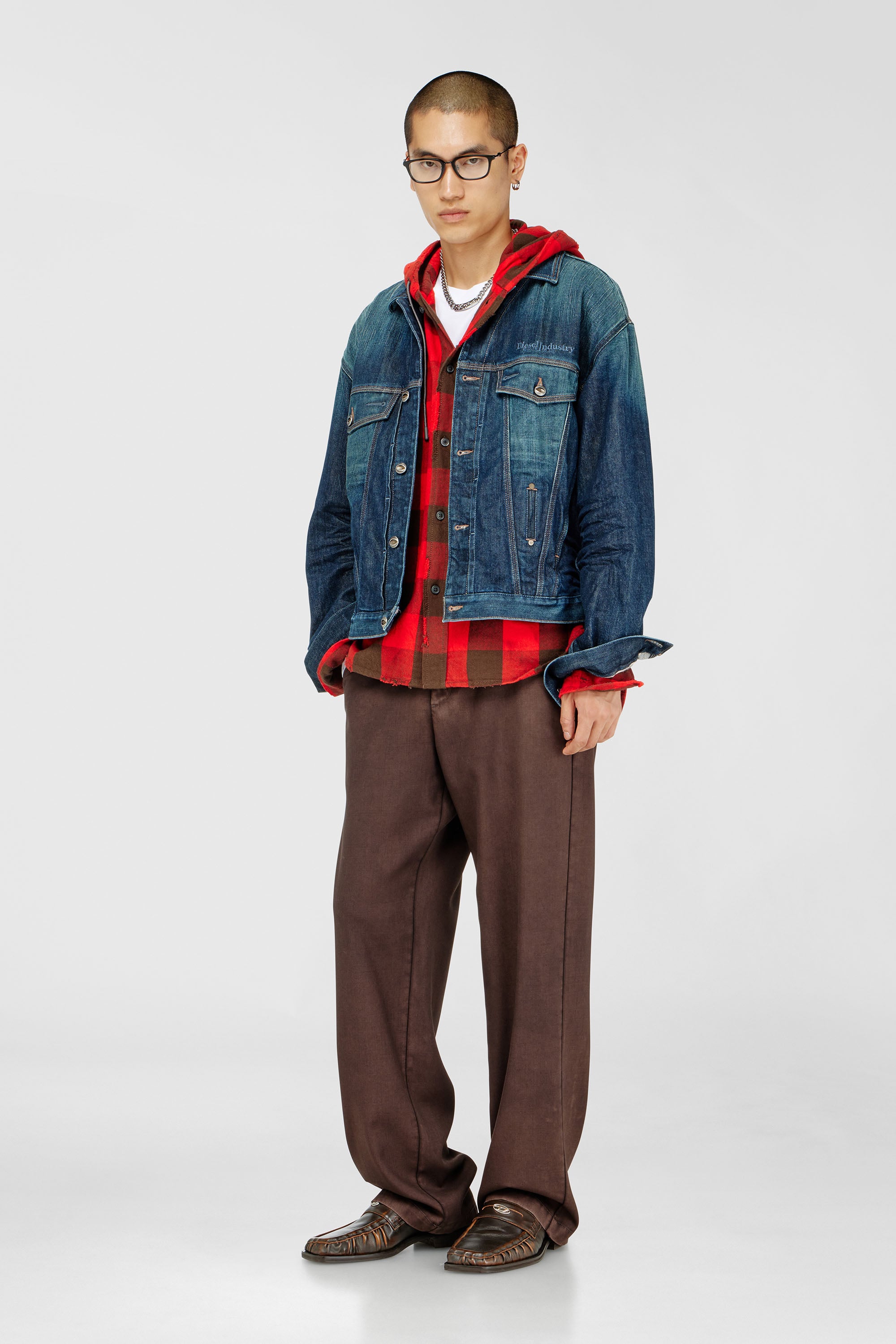 Diesel - S-DRUM-HOODY, Chemise &agrave; capuche effet us&eacute; en flanelle &agrave; carreaux Homme in Polychrome - 2