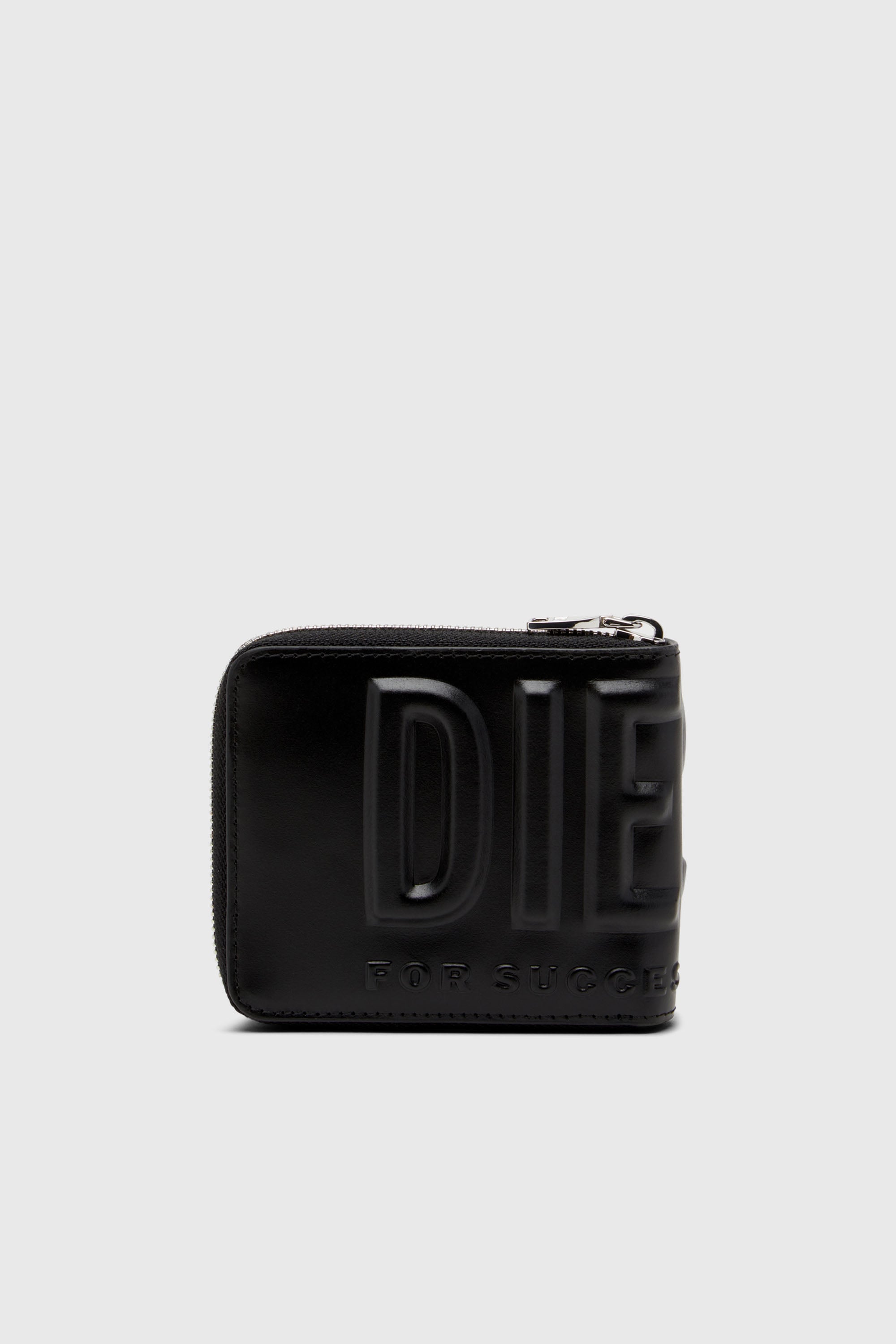 Diesel - DSL 3D- BI FOLD COIN ZIP XS, Portefeuille zipp&eacute; en cuir avec logo emboss&eacute; Homme in Noir - 2