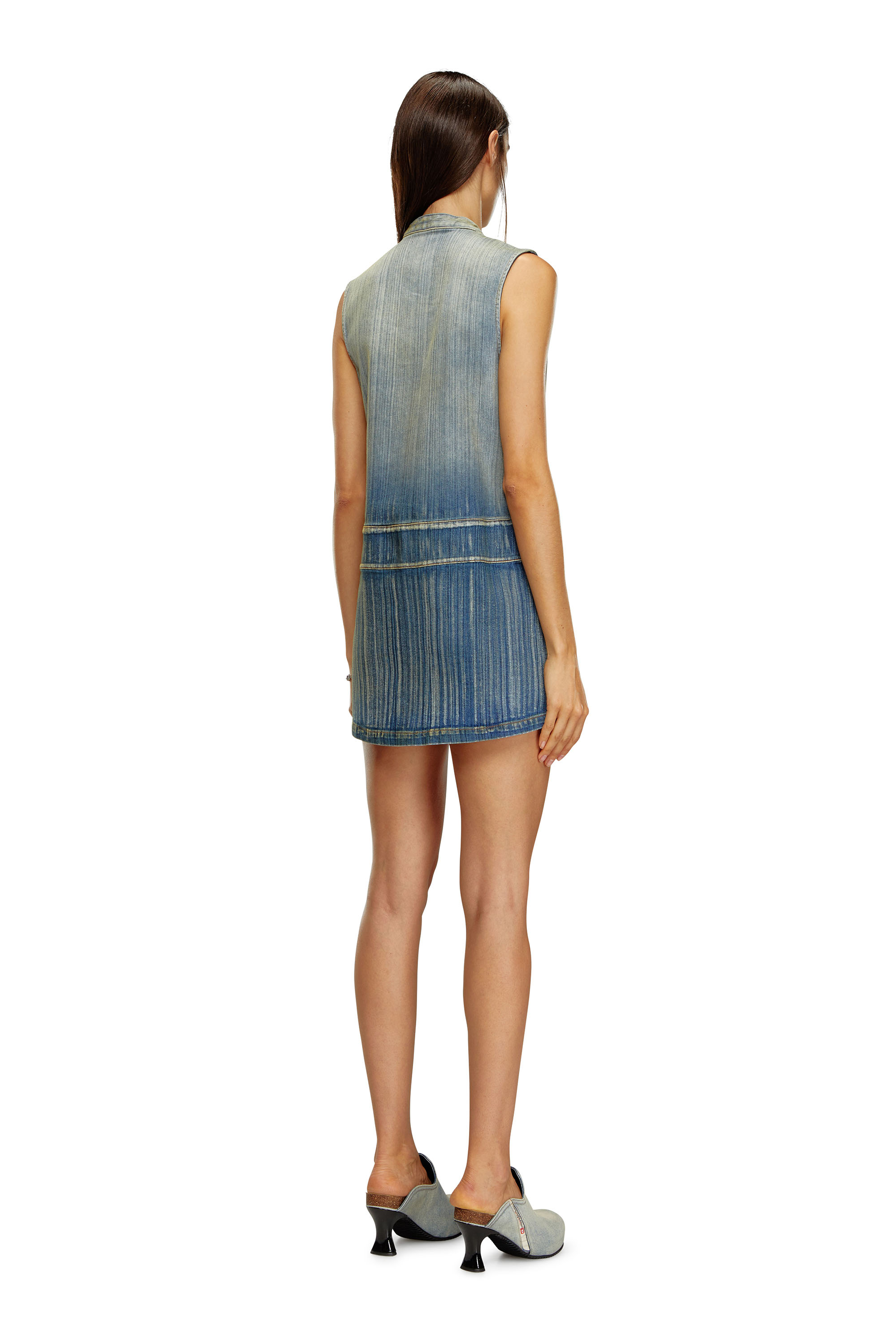 Diesel - DE-DAME-S, Femme Mini-robe en denim héritage strié in Bleu - Image 2