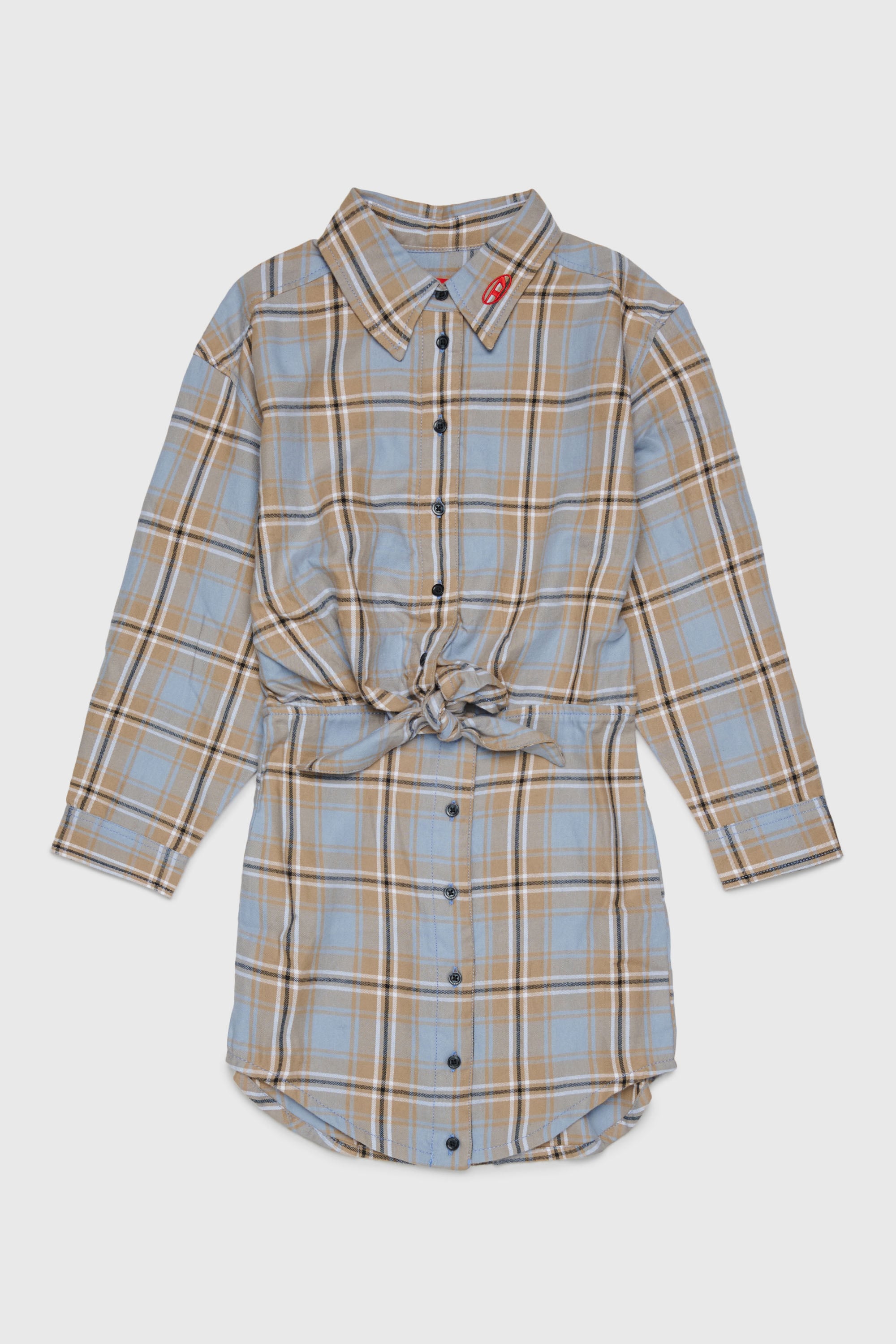 Diesel - DESUSANIS, Robe-chemise en coton &agrave; carreaux avec ceinture nou&eacute;e Femme in Polychrome - 1
