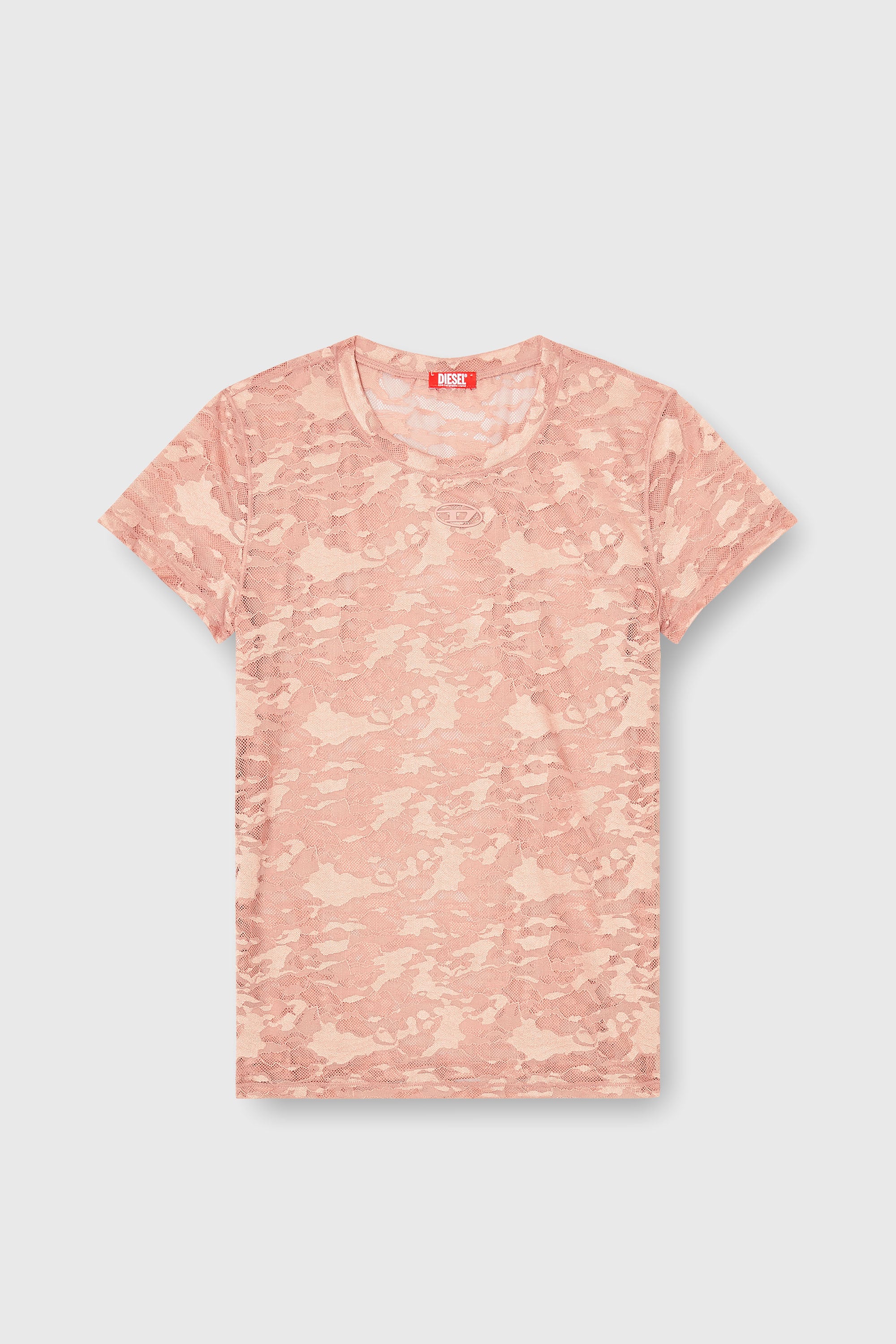 Diesel - KASIA-UTLT, T-shirt en dentelle camouflage Femme in Rose - 2