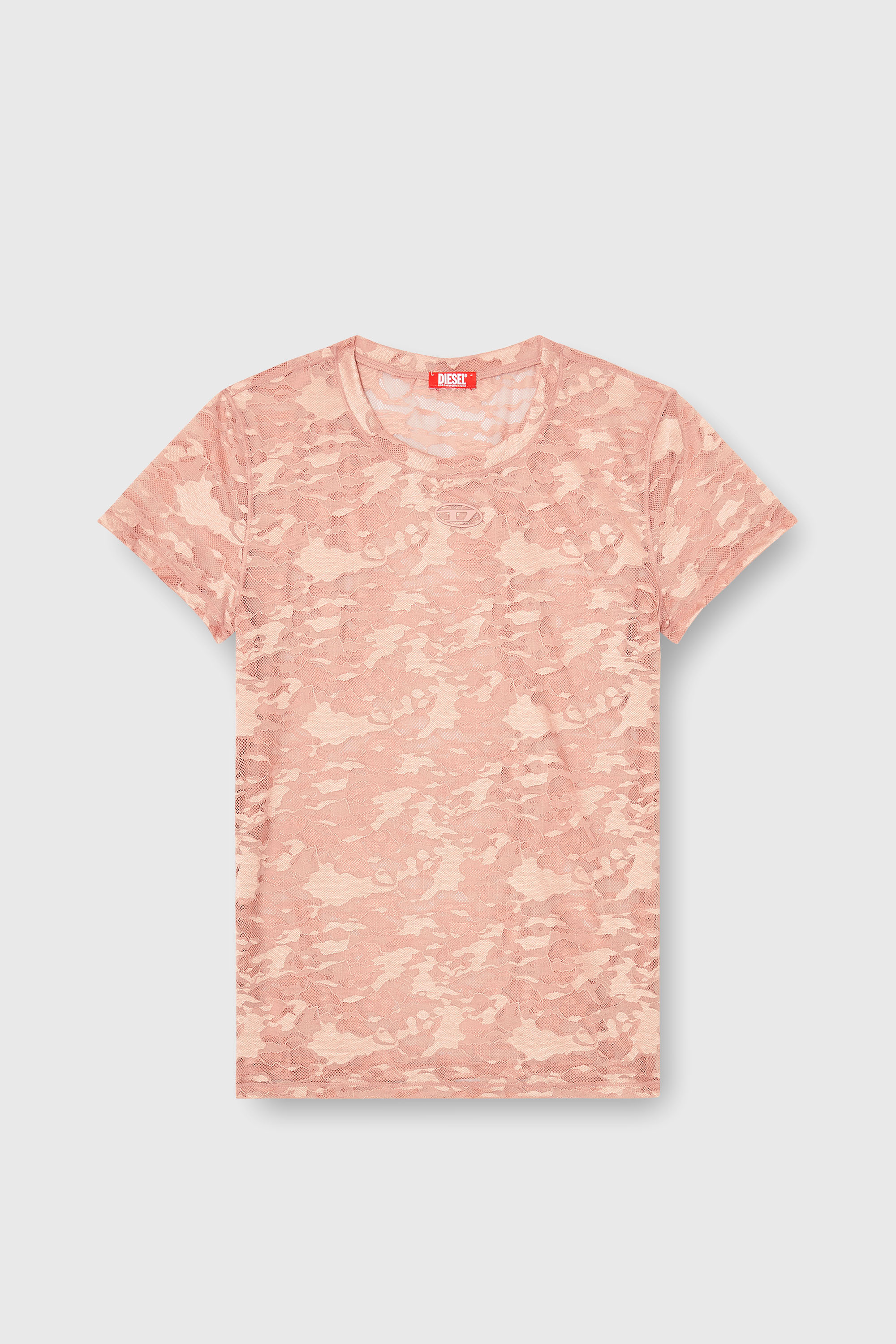Diesel - KASIA-UTLT, T-shirt en dentelle camouflage Femme in Rose - 2