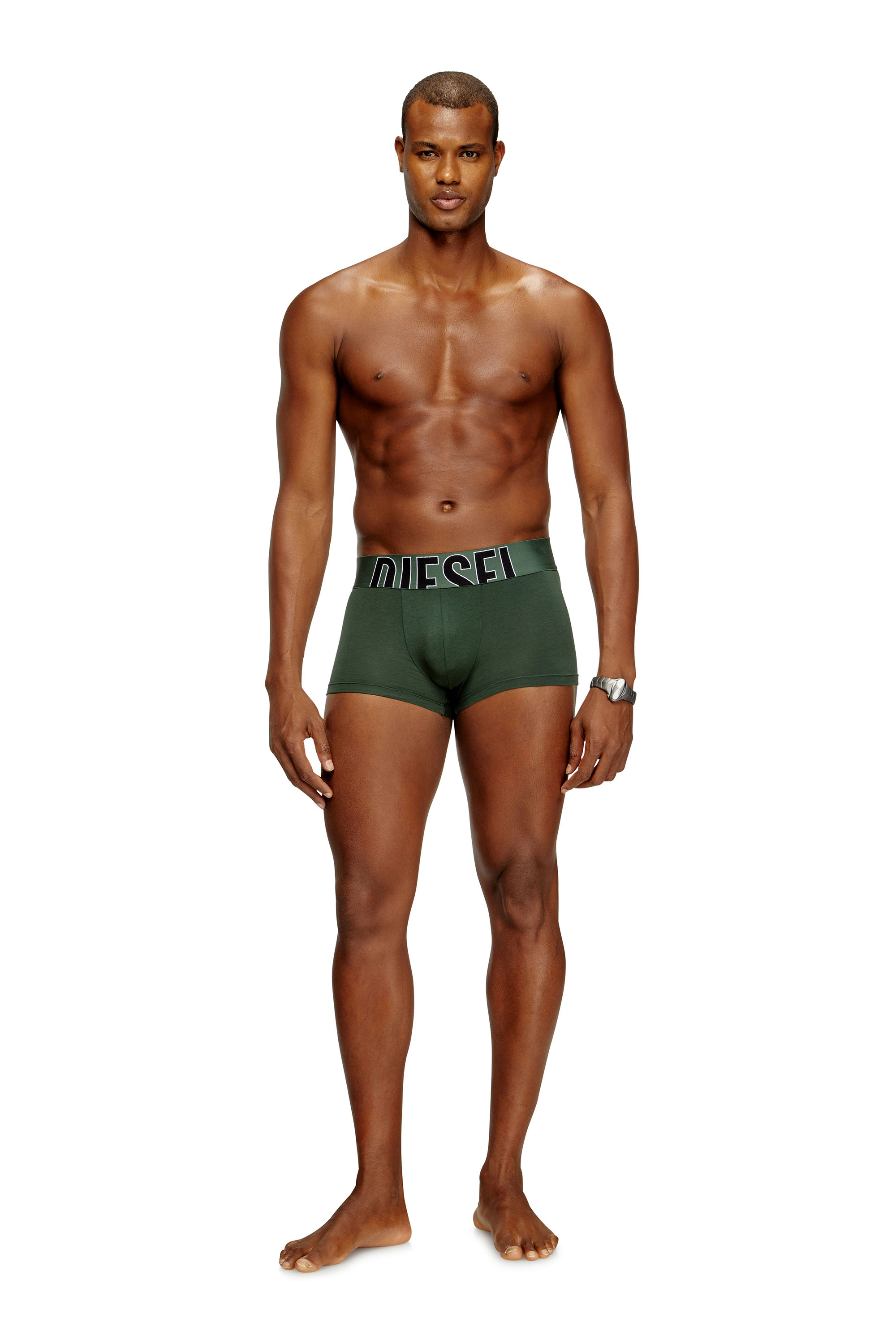 Diesel - DAMIEN-D-POP-3PACK-55, Lot de trois boxers en coton stretch avec logo découpé Homme in Vert - 2