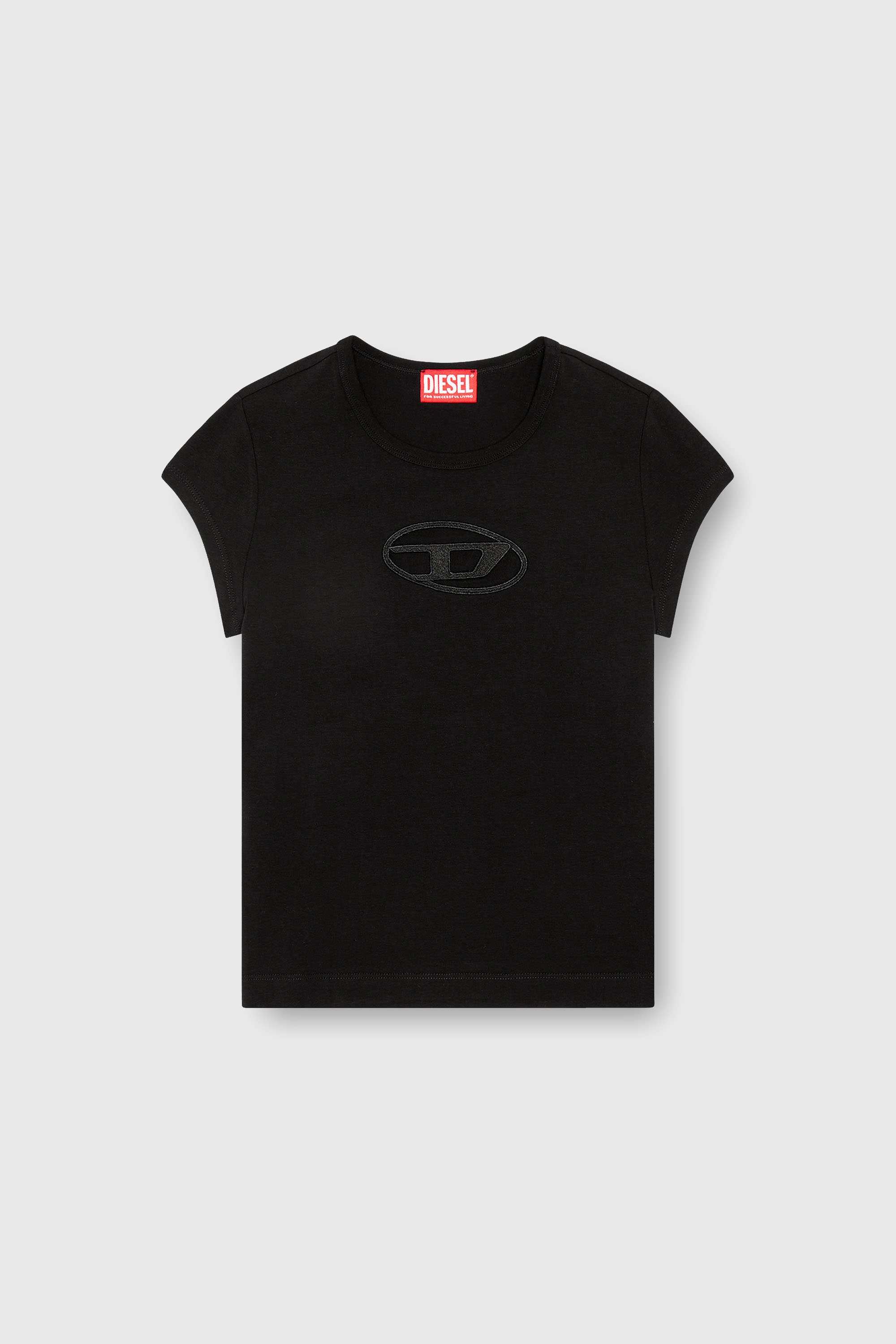 Diesel - T-ANGIE, T-shirt avec logo peek-a-boo Femme in Noir - 2