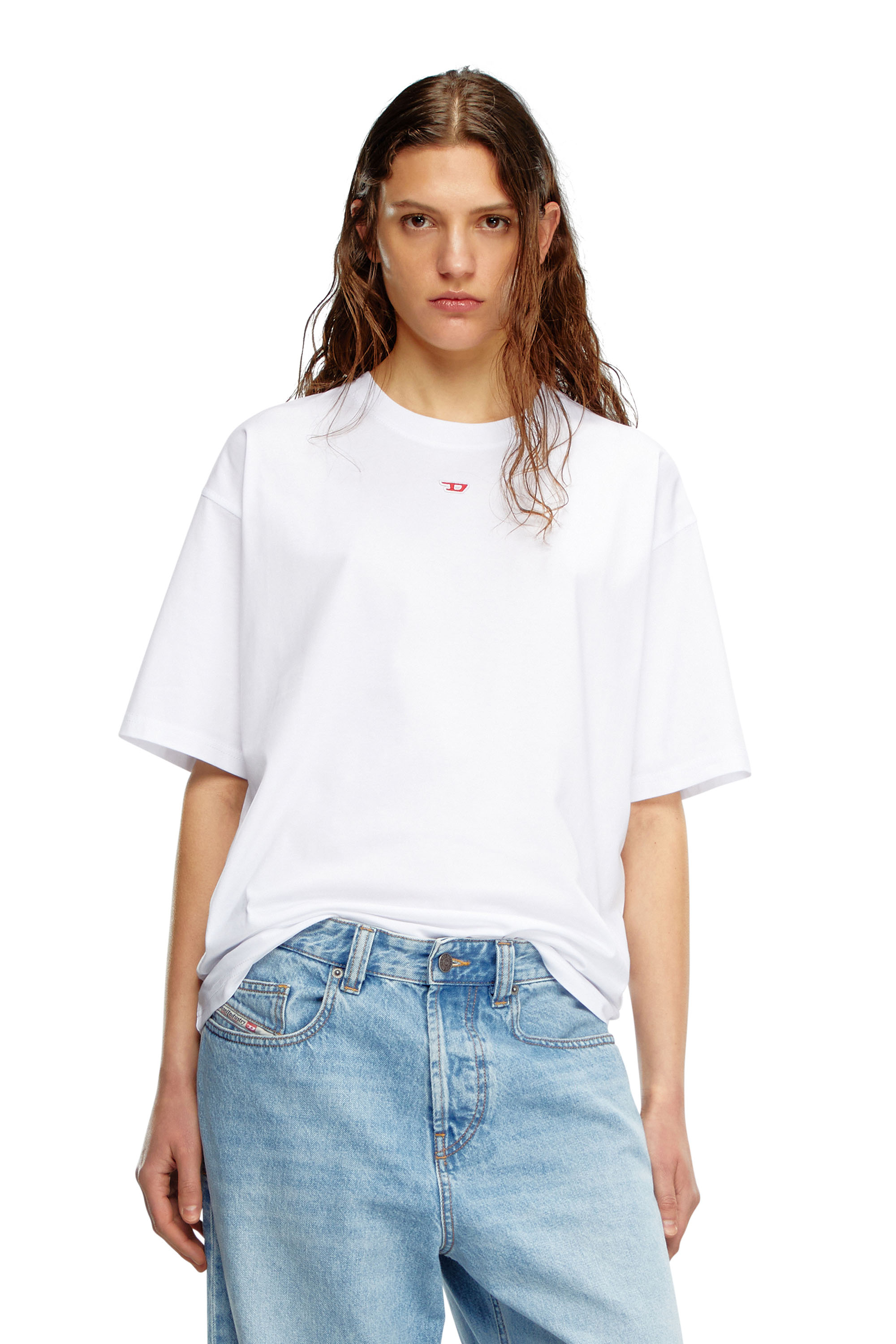 Diesel - T-BOXT-D, T-shirt avec empi&egrave;cement D brod&eacute; Mixte in Blanc - 5