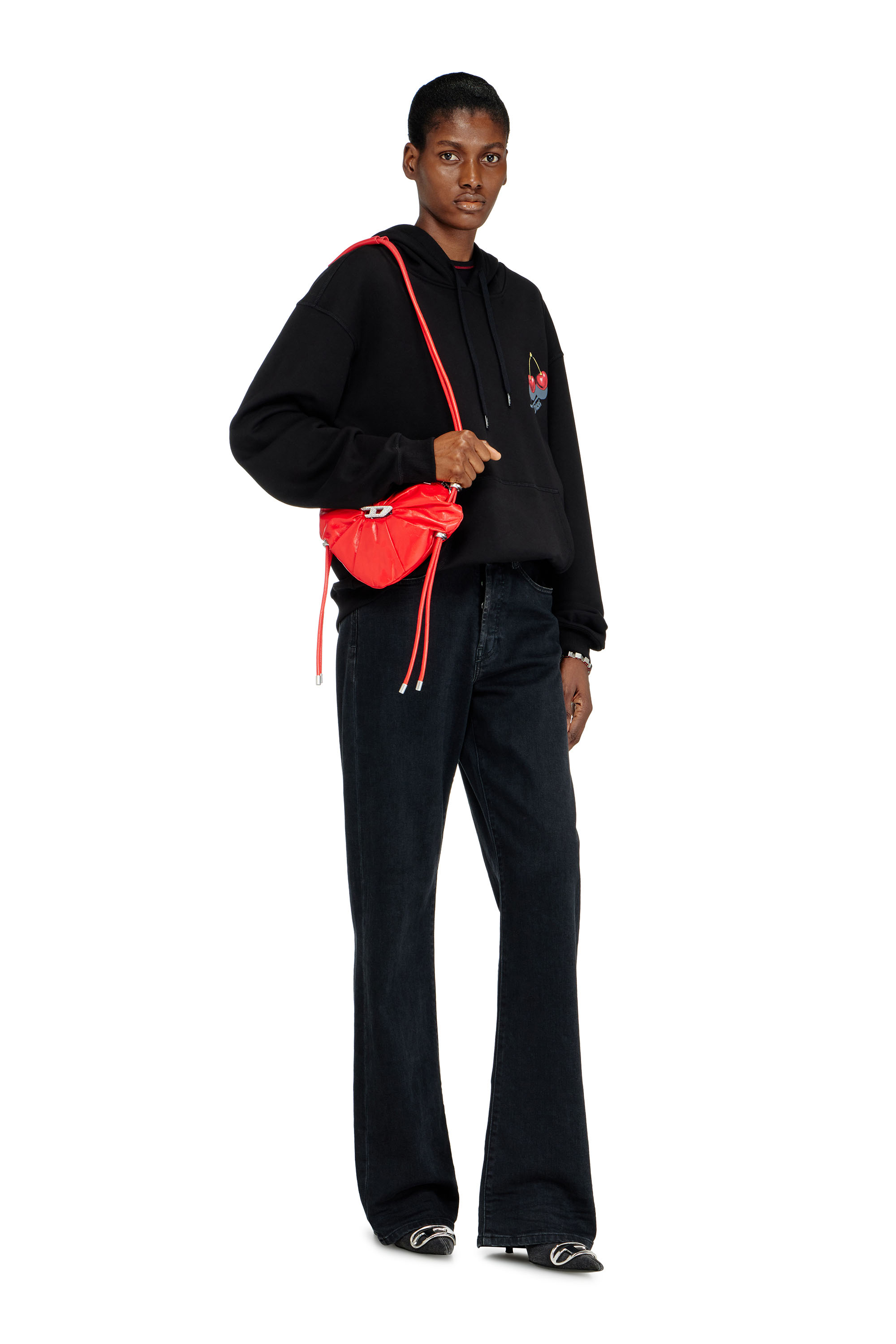 Diesel - SCRUNCH-D HEART, Scrunch-D-Heart-Sac &agrave; bandouli&egrave;re en cuir froiss&eacute; Femme in Rouge - 3