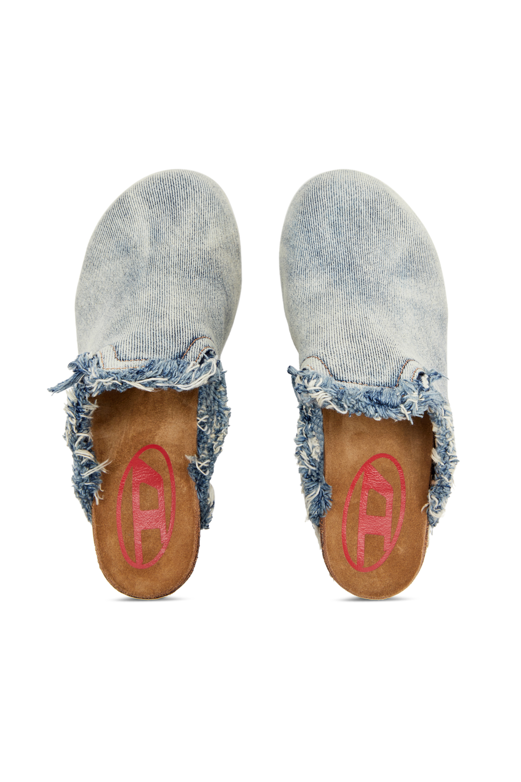 Diesel - D-WOODSTOCK ML W, Mules en denim effiloché Femme in Bleu - 6