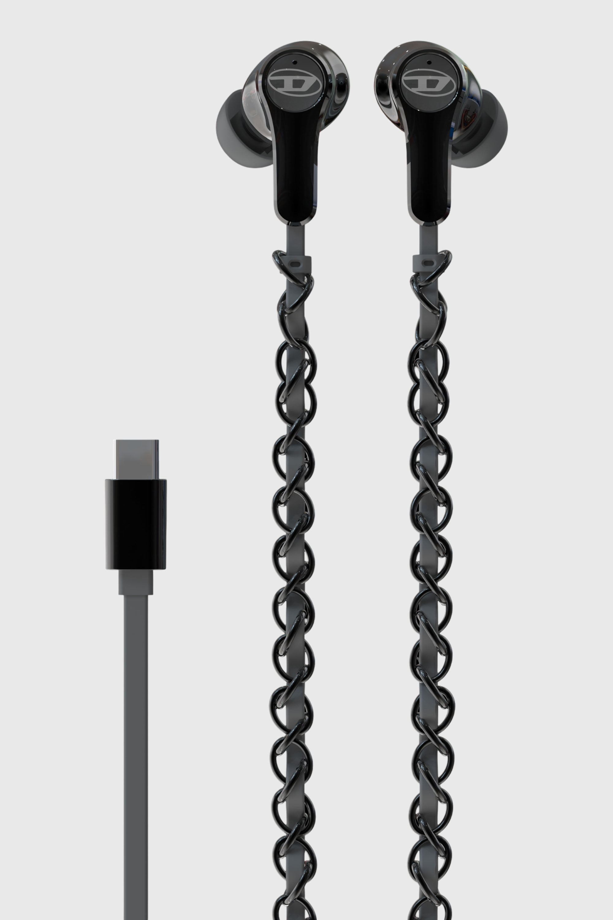 Diesel - 60686 WIRED EARBUDS WIRED EARBUDS, Unisex's Black wired earbuds and charms in Black - 2