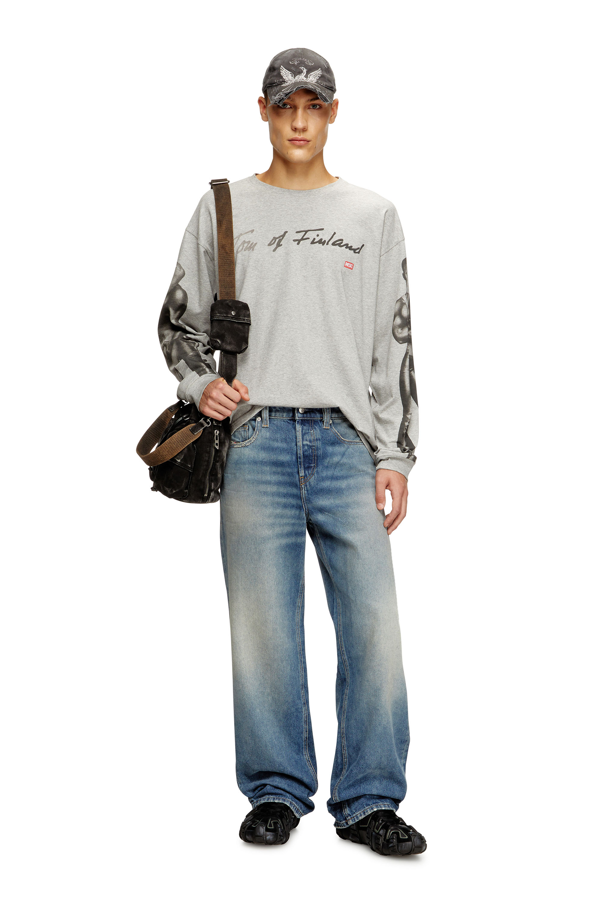 Diesel - PR-T-BOXT-LS-TOM25, T-shirt à manches longues avec imprimé graphique Mixte in Gris - 3