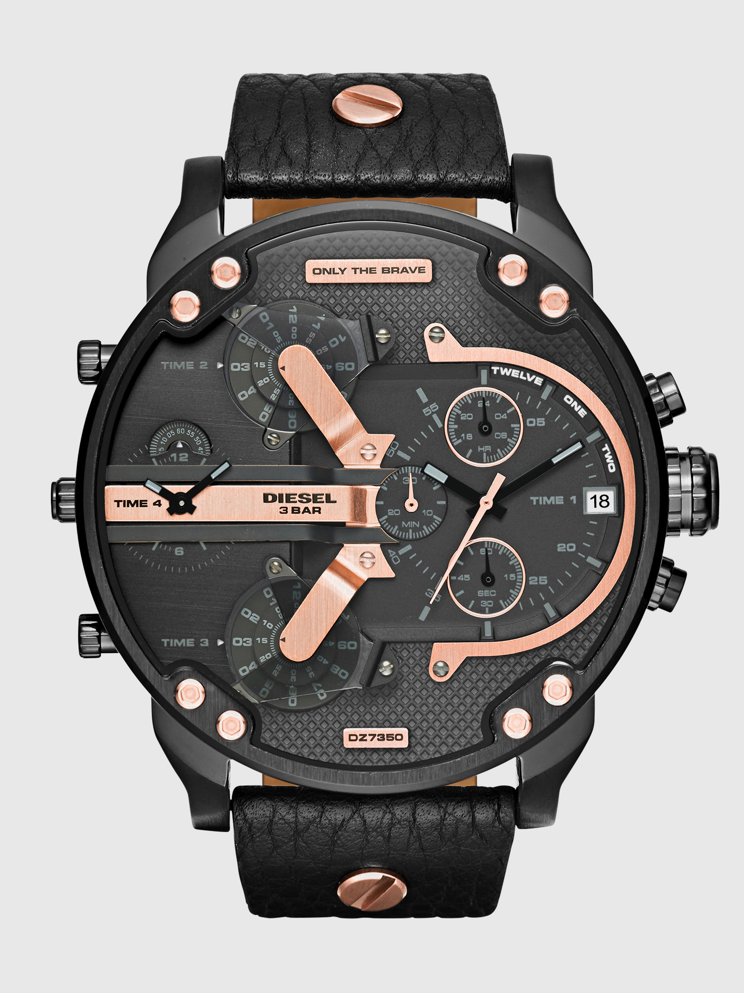 Diesel - DZ7350 MR DADDY 2.0, Montre en cuir avec cadran d&eacute;taill&eacute;, 51&nbsp;mm Homme in Noir - 1