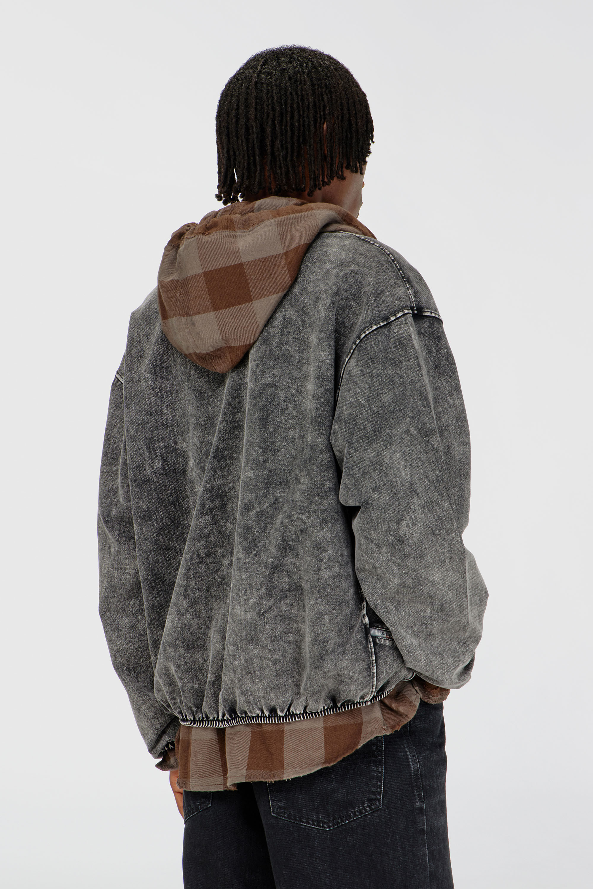 Diesel - S-CORSY, Veste sweat effet denim Homme in Gris - 4