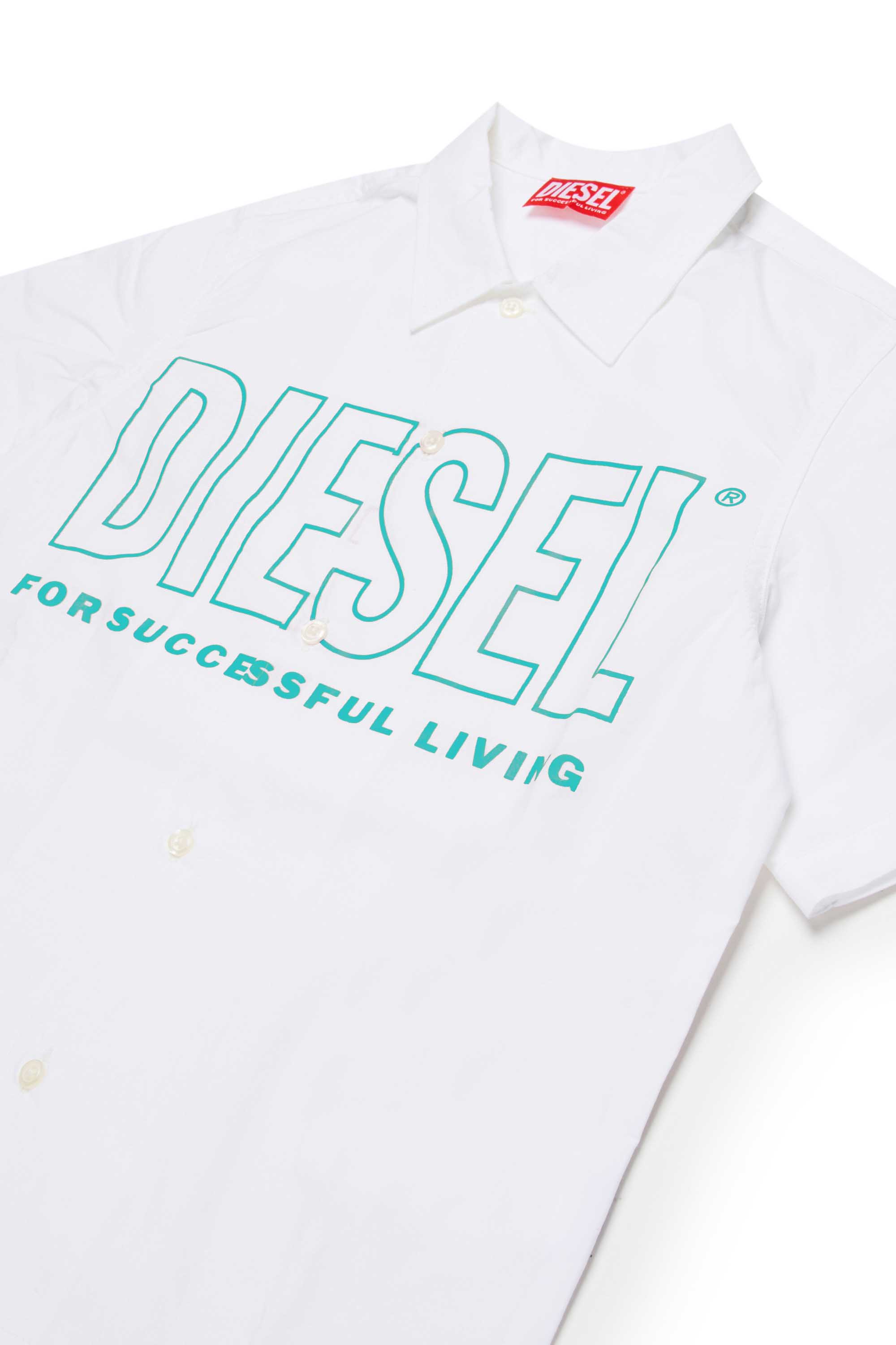 Diesel - MCDRID, Chemise en coton &agrave; manches courtes Homme in Blanc - 3