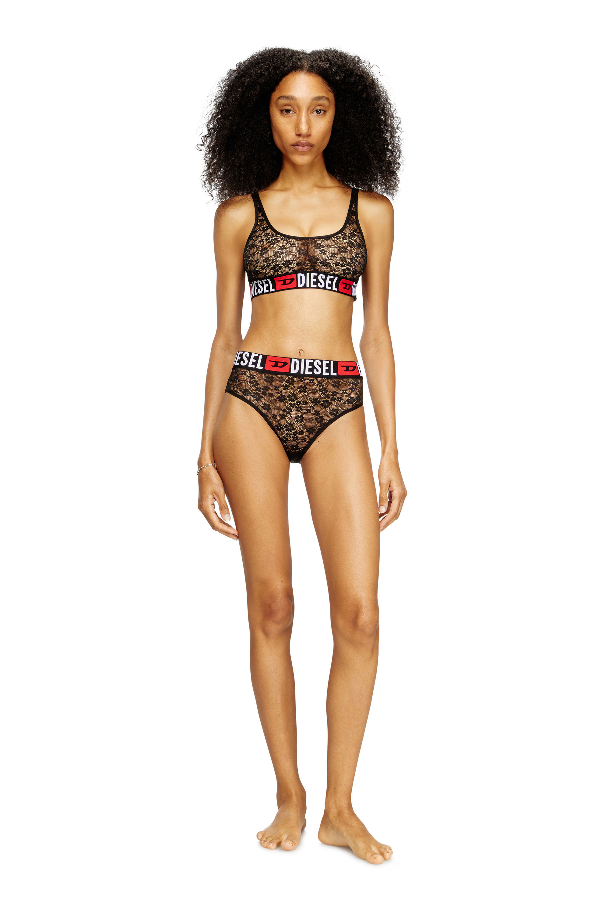 Diesel - UFSB-ORIBA, Brassière en dentelle avec élastique à logo Diesel Femme in Noir - 2