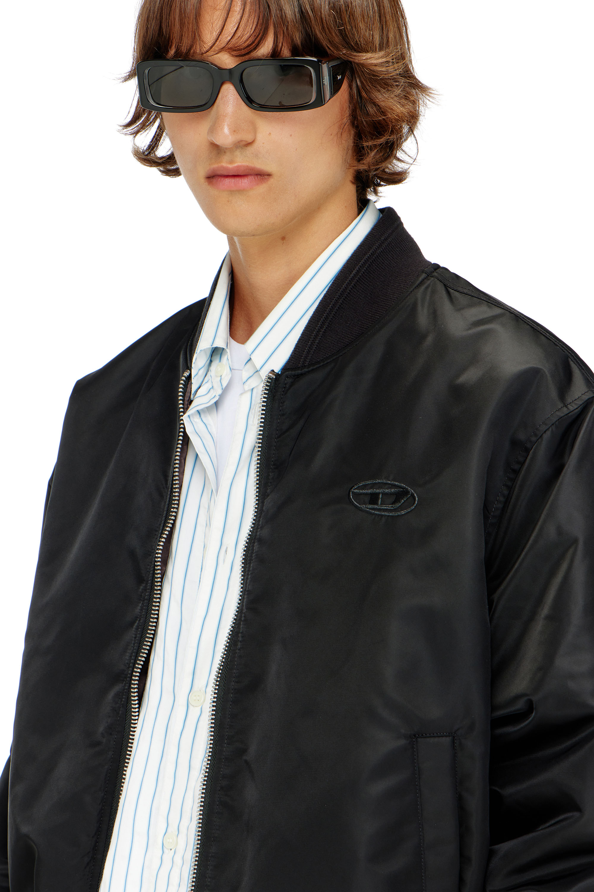Diesel - W-TYPE-D1, Blouson aviateur rembourr&eacute; avec broderie Oval D Homme in Noir - 5
