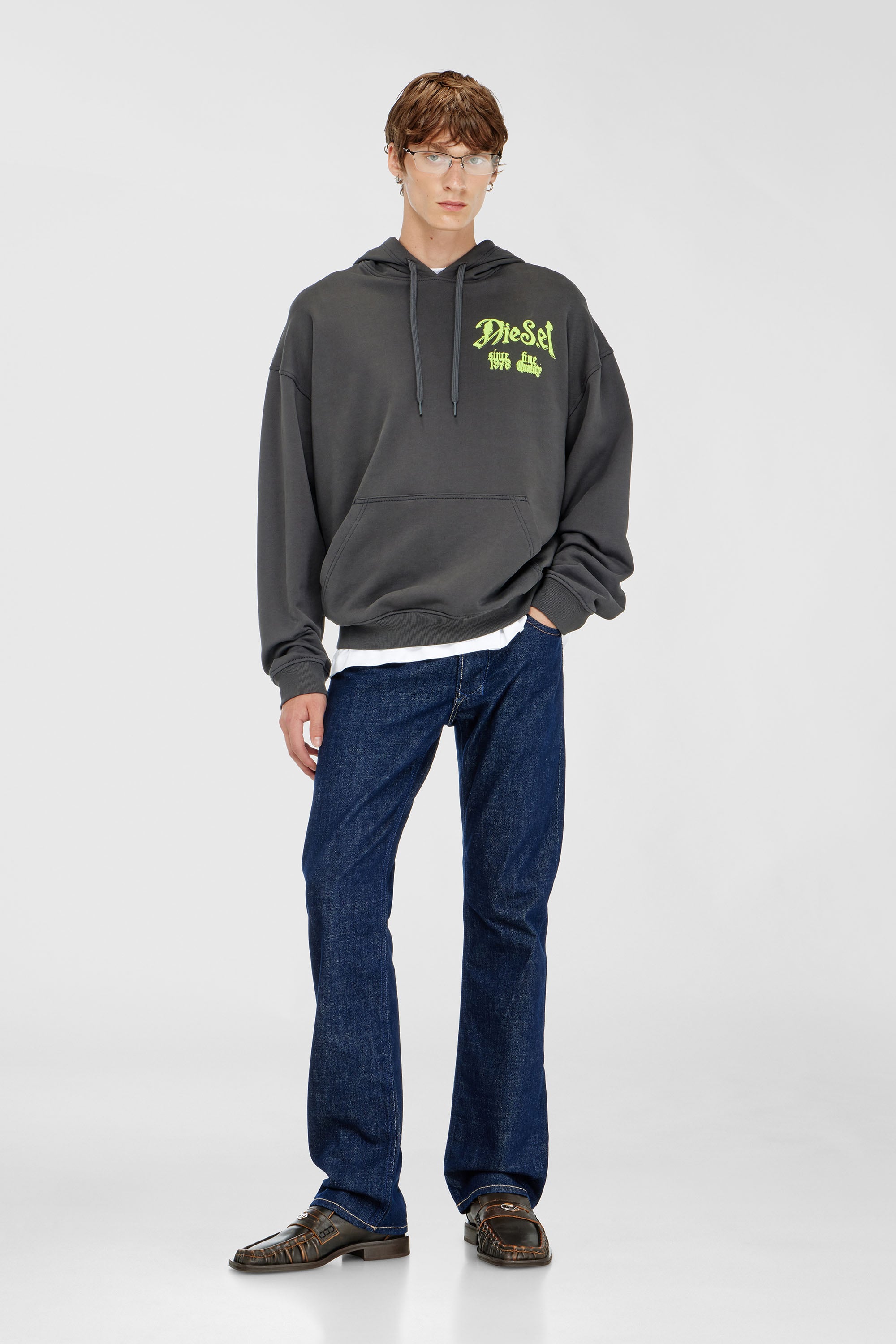 Cotton hoodie with flocked graphics