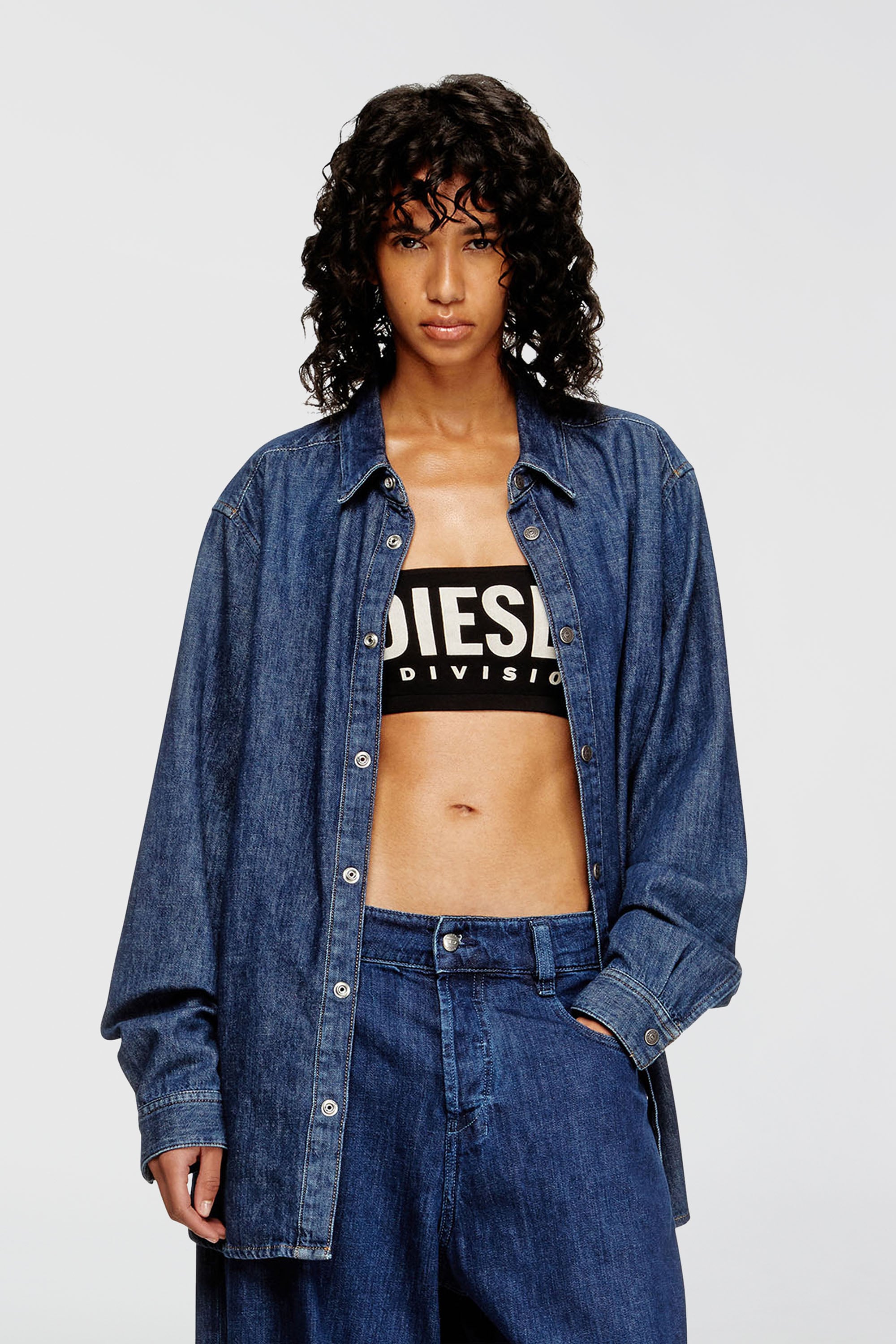 Diesel - UFSB-MELANIE, Soutien-gorge sans bretelles avec maxi logo Femme in Noir - 1