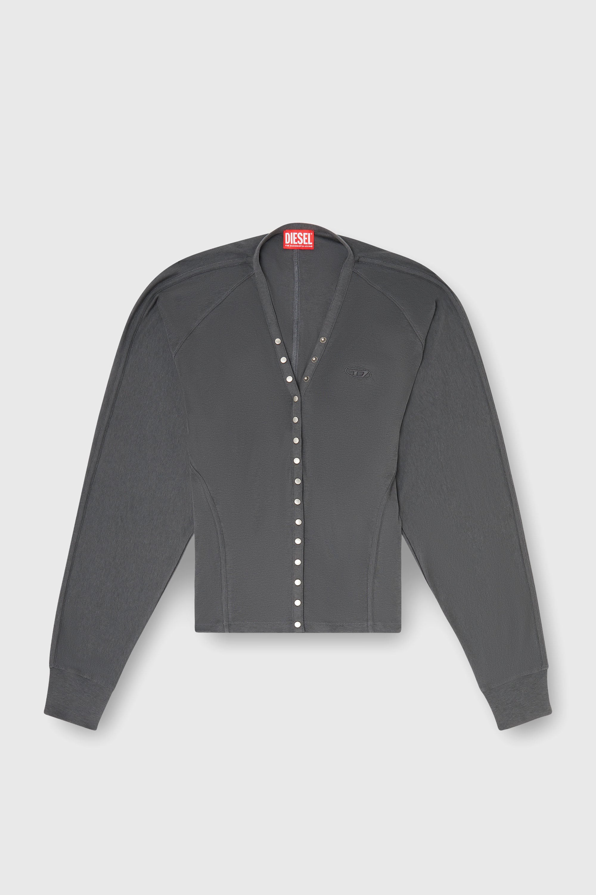 Diesel - T-ISERINA, Top cardigan en m&eacute;lange Tencel &agrave; manches chauve-souris Femme in Gris - 1