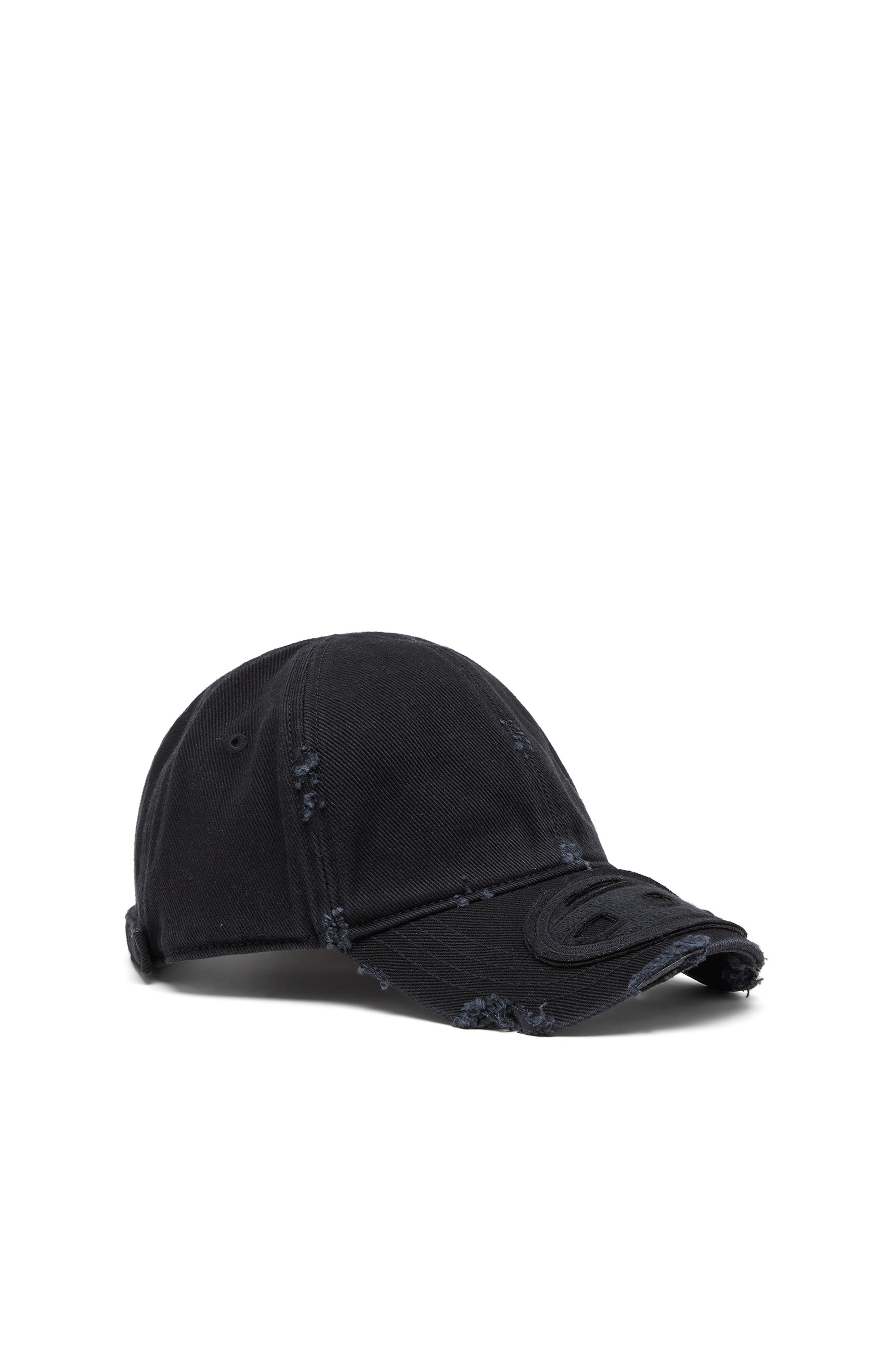 Diesel - C-BIGDOV, Casquette en coton twill avec d&eacute;tails us&eacute;s Homme in Noir - 1