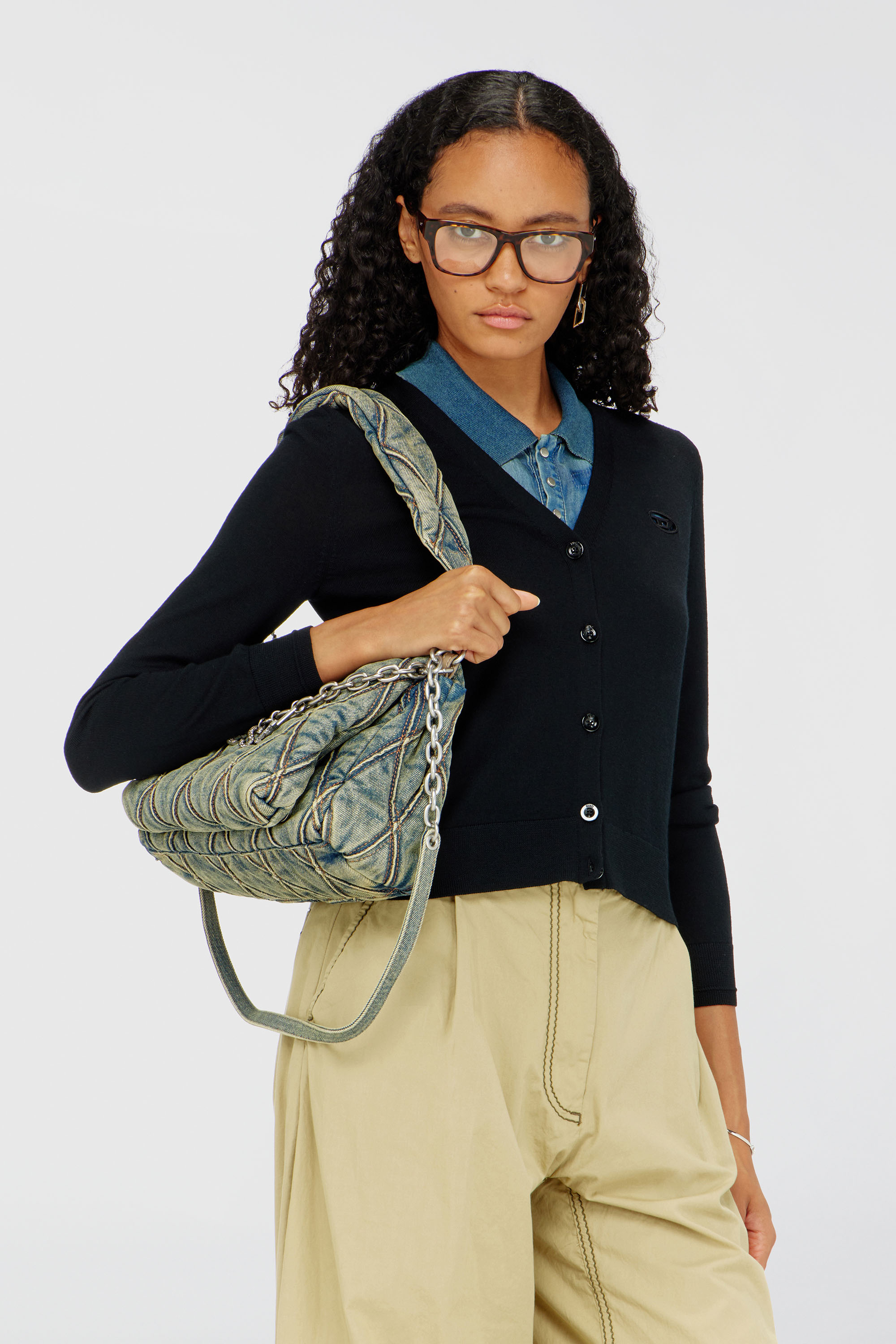 Diesel - M-ALIMA, Cardigan en laine avec logo cut-out Femme in Noir - 3