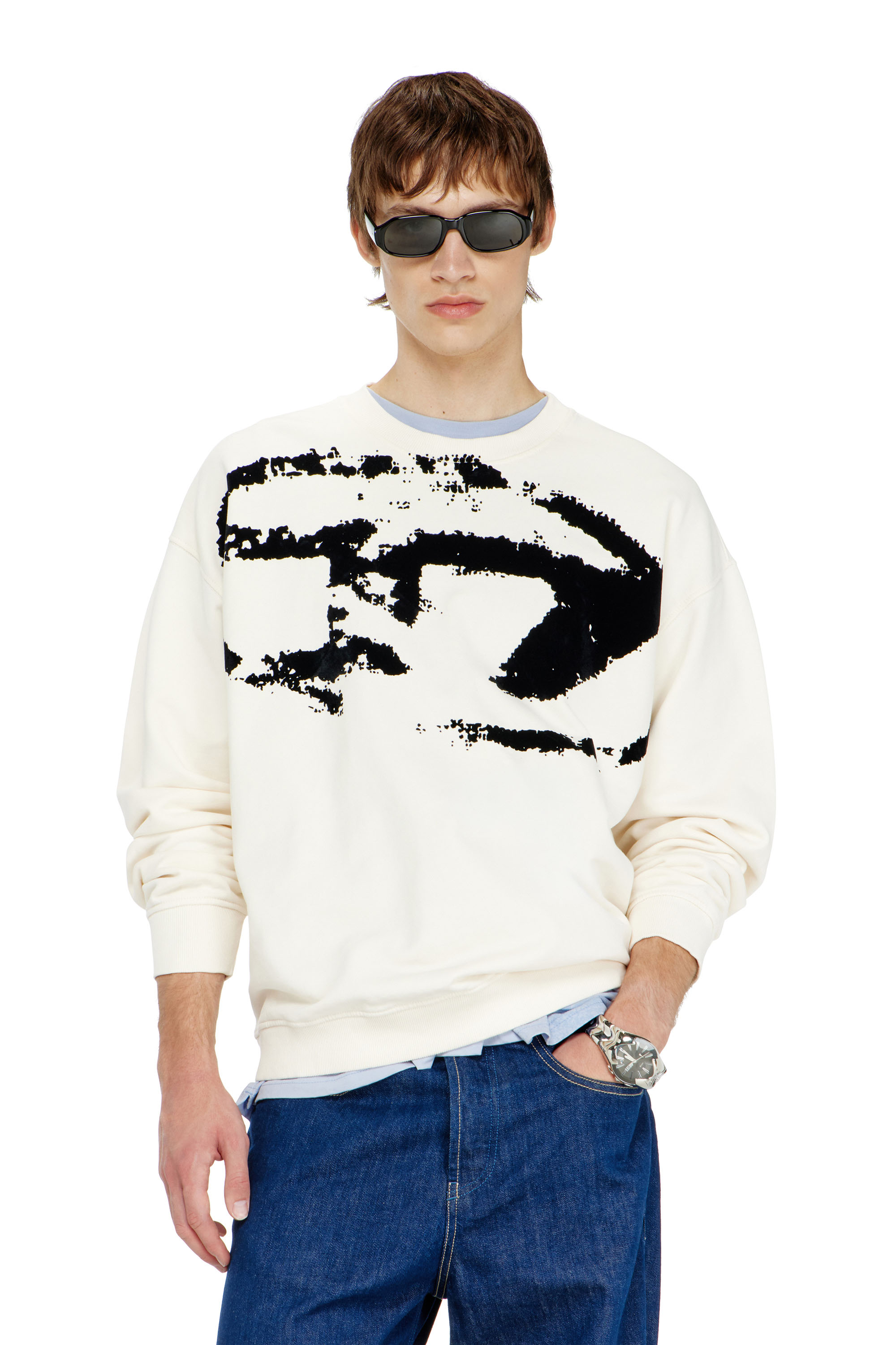 Diesel - S-BOXT-N5, Sweat-shirt en coton avec D ovale floqu&eacute; Homme in ToBeDefined - 1