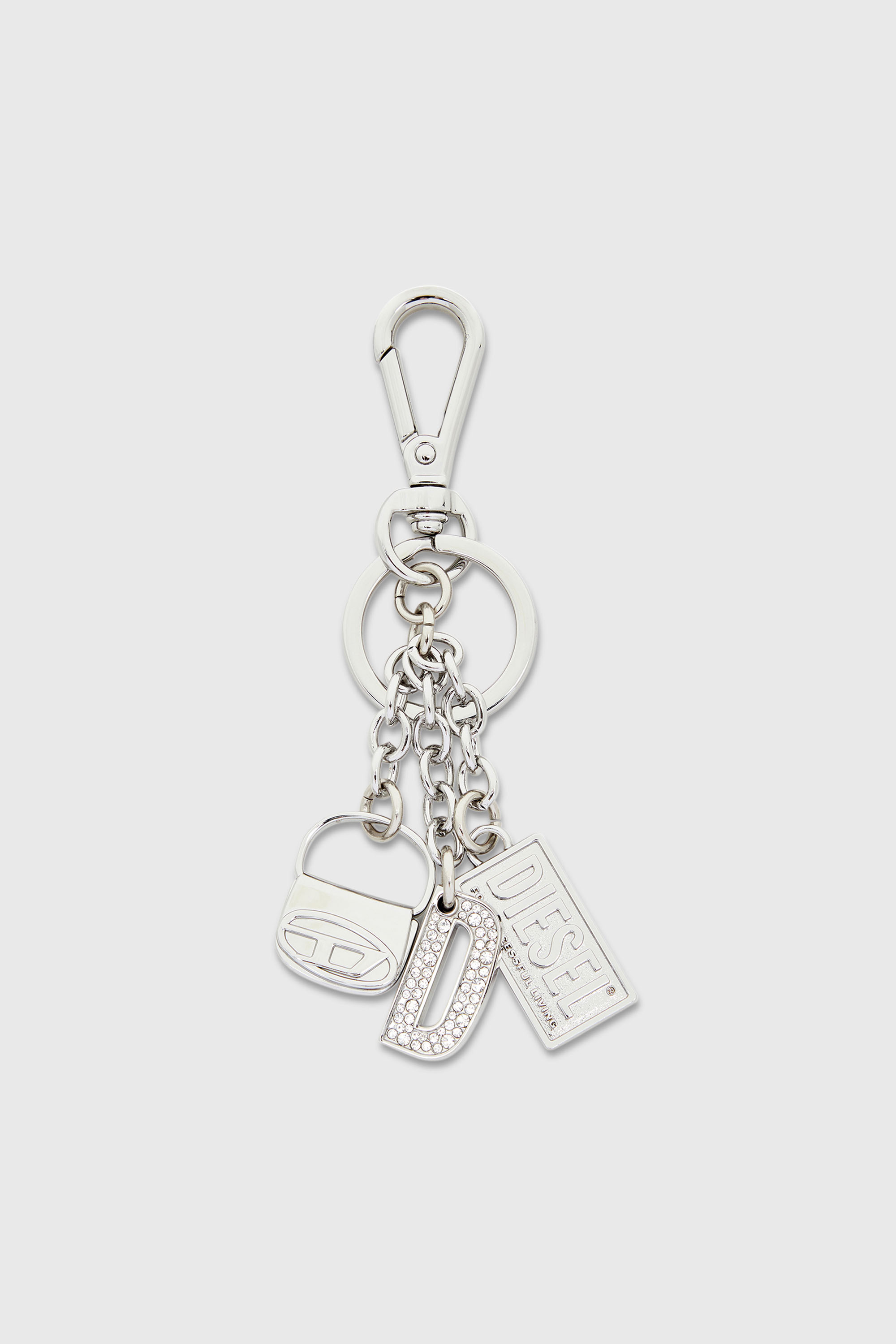 Diesel - 1DR KEY MULTICHARM, Woman's Metal keyring with logo charms in Silver - 1
