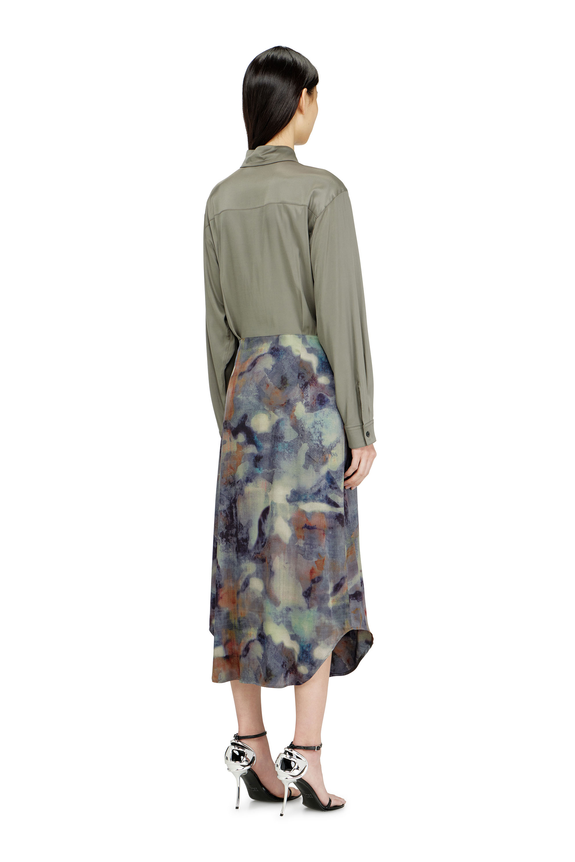 Diesel - D-ELTA, Robe en satin mi-longue avec haut nou&eacute; Femme in ToBeDefined - 3