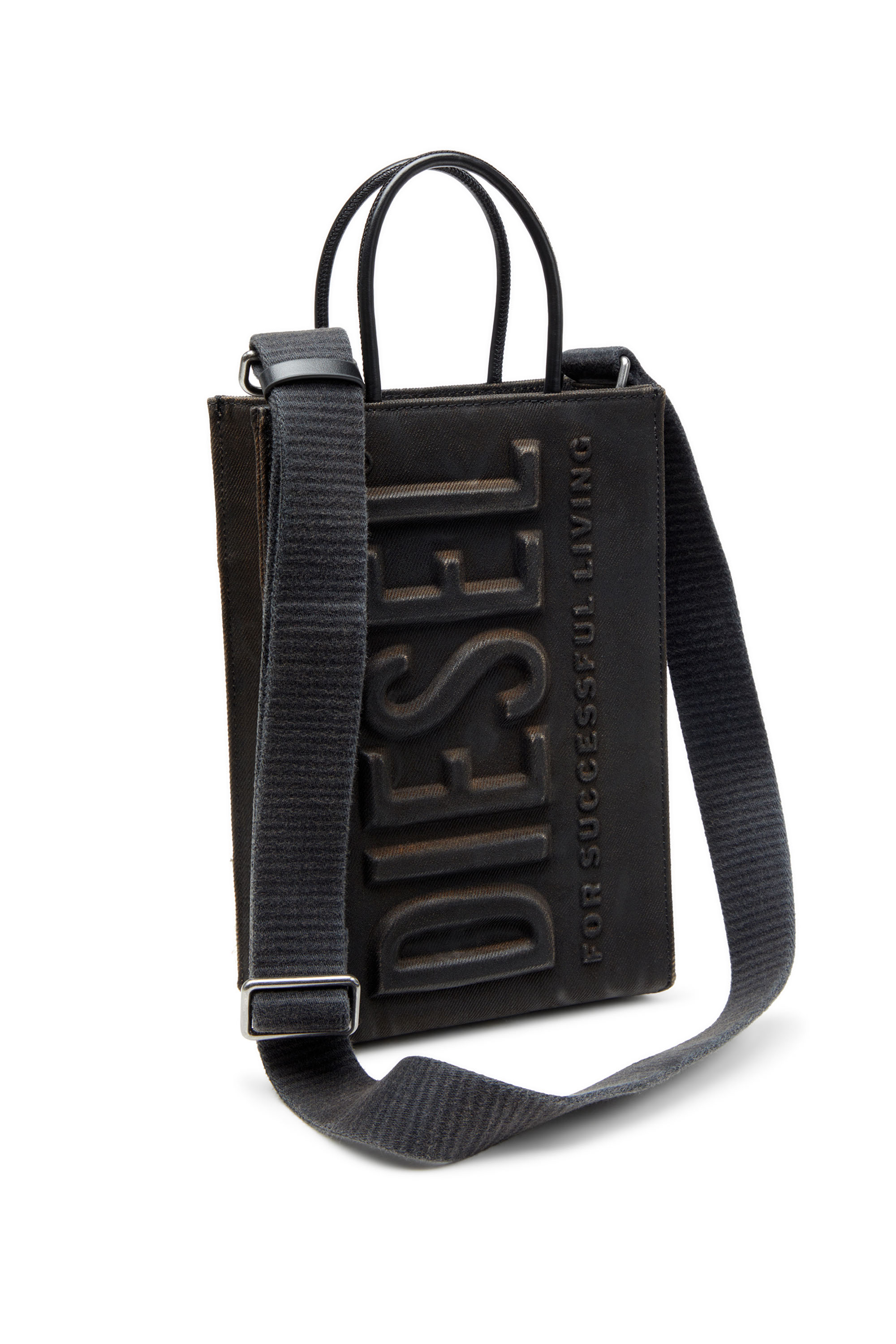 Diesel - LES SHOPPERS SHOPPER M X, Sac tote en denim floqué enduit Homme in Noir - 5