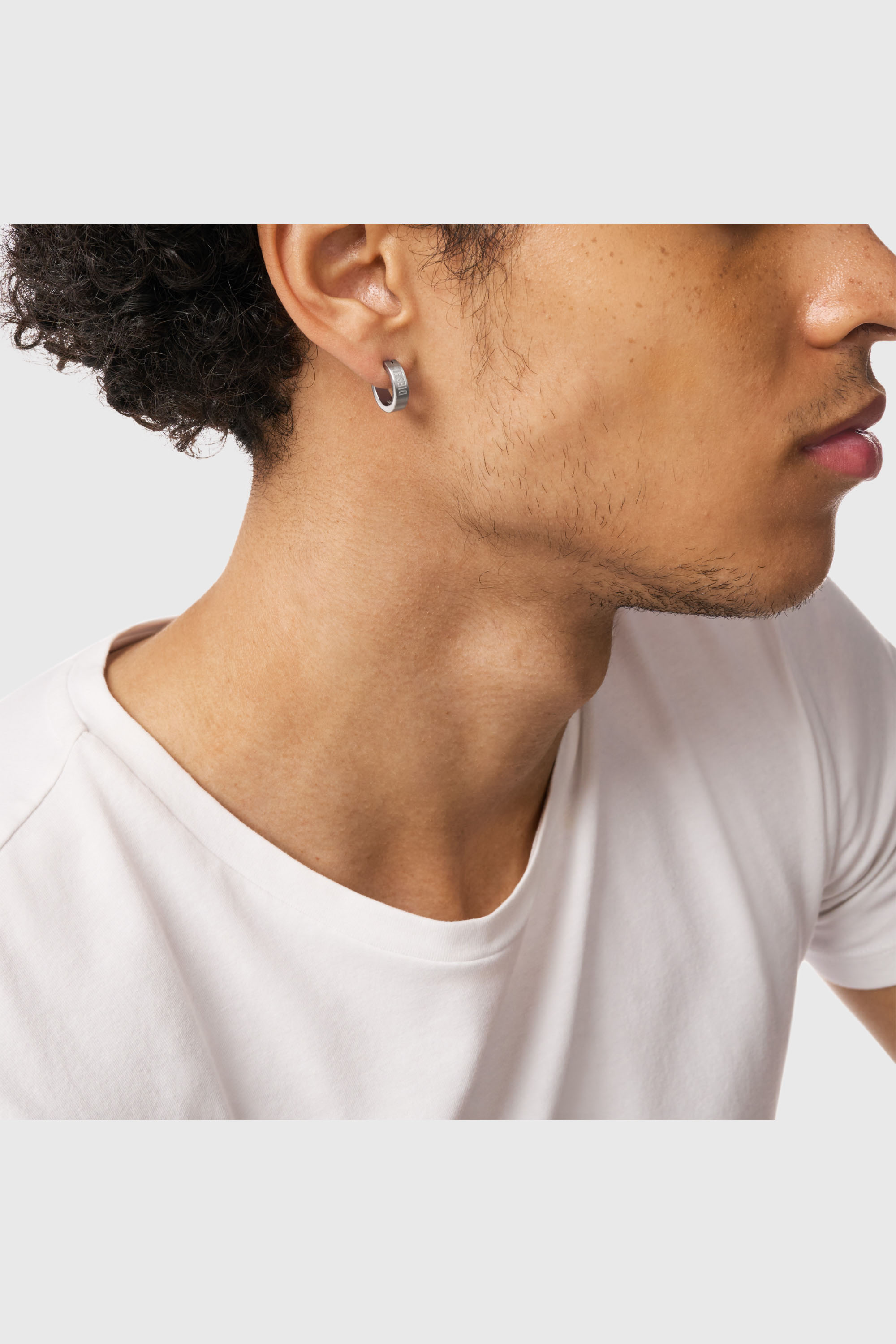 Diesel - DX1639040 JEWELLERY, Boucle d'oreille cr&eacute;ole en acier inoxydable Mixte in Gris argent&eacute; - 4