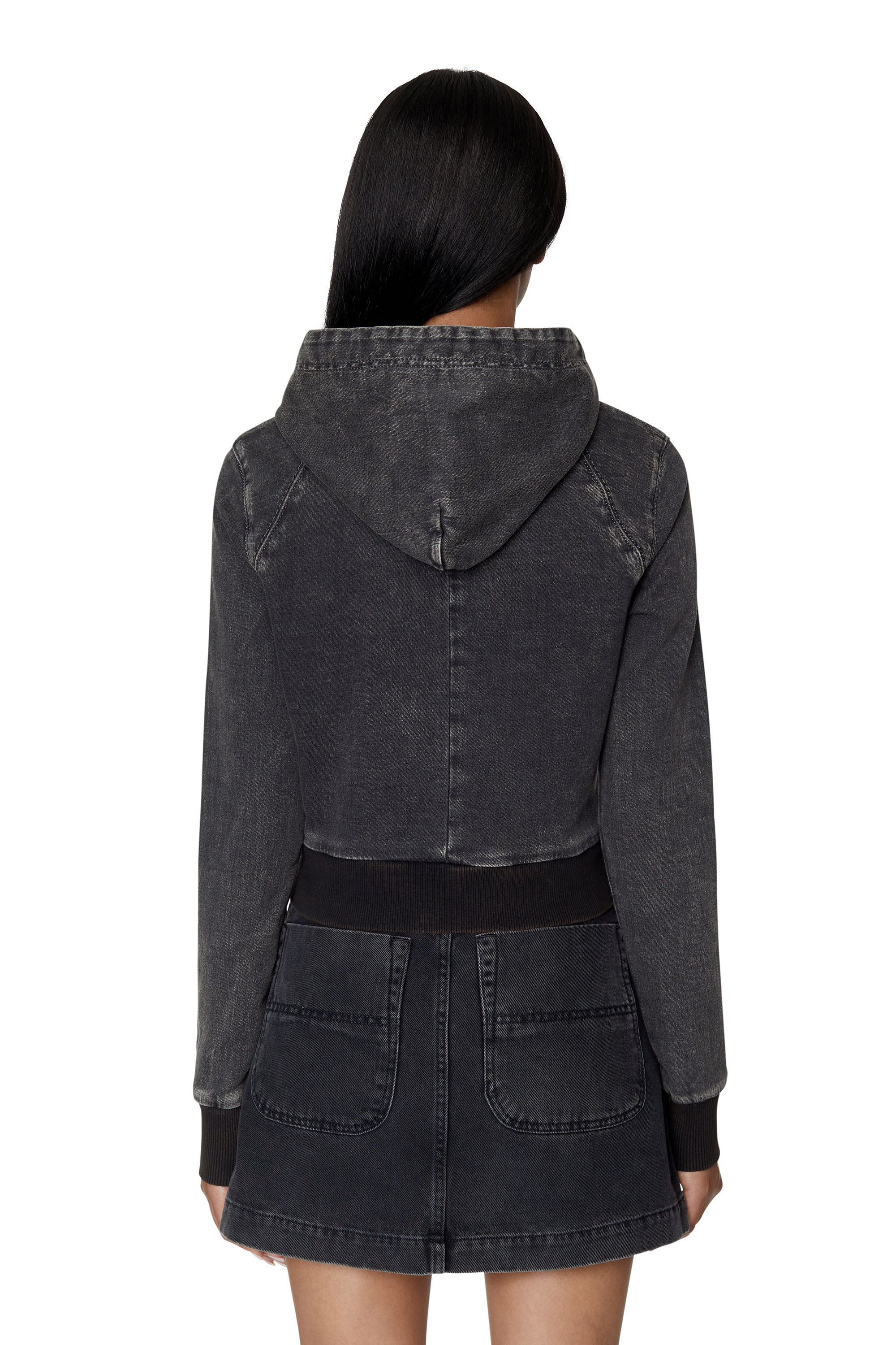 Diesel - D-ANGY TRACK DENIM HOODIE, Noir/Gris foncé - Image 4
