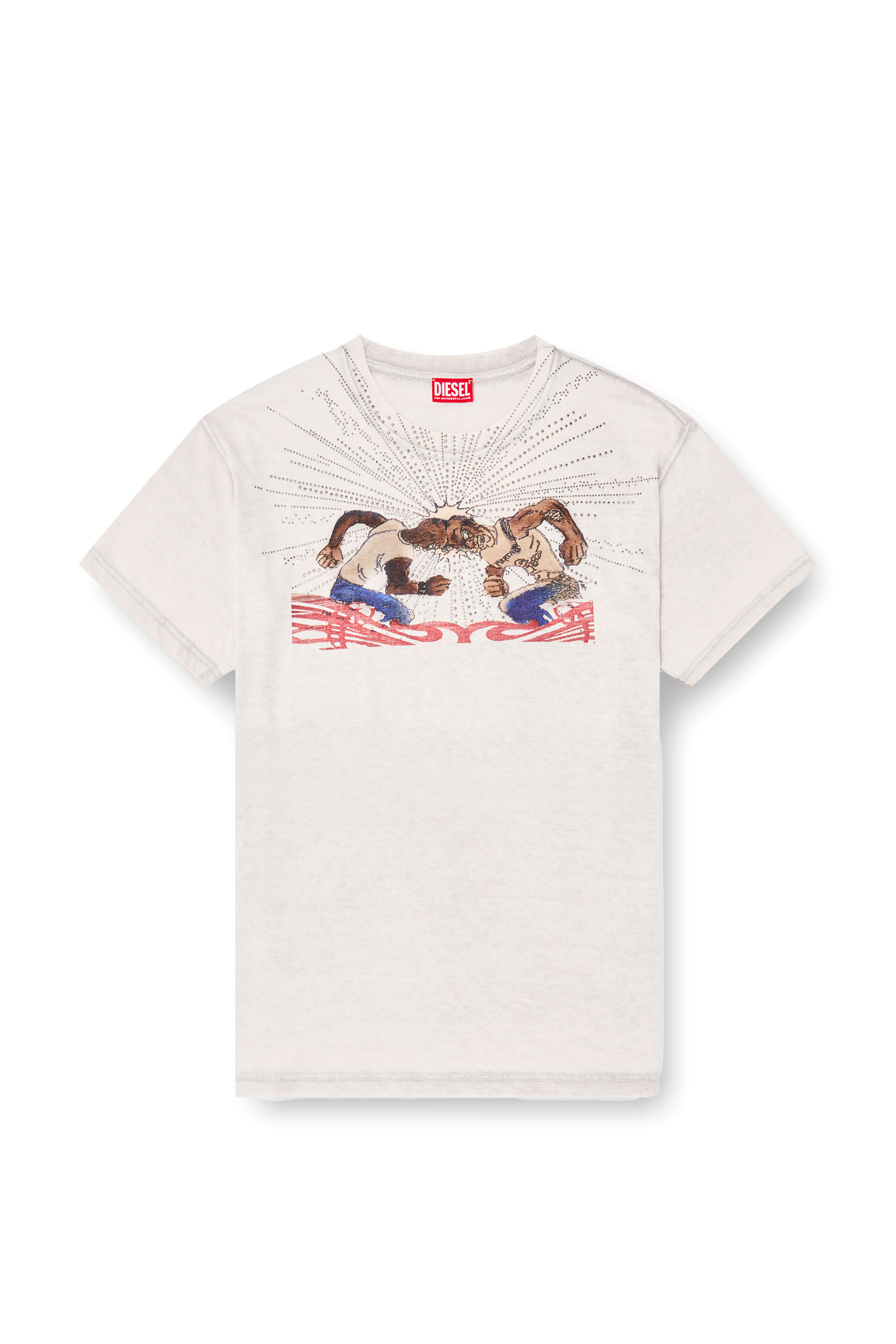 Diesel - T-NORM-T15, T-shirt avec motif graphique en strass Homme in Gris - 3