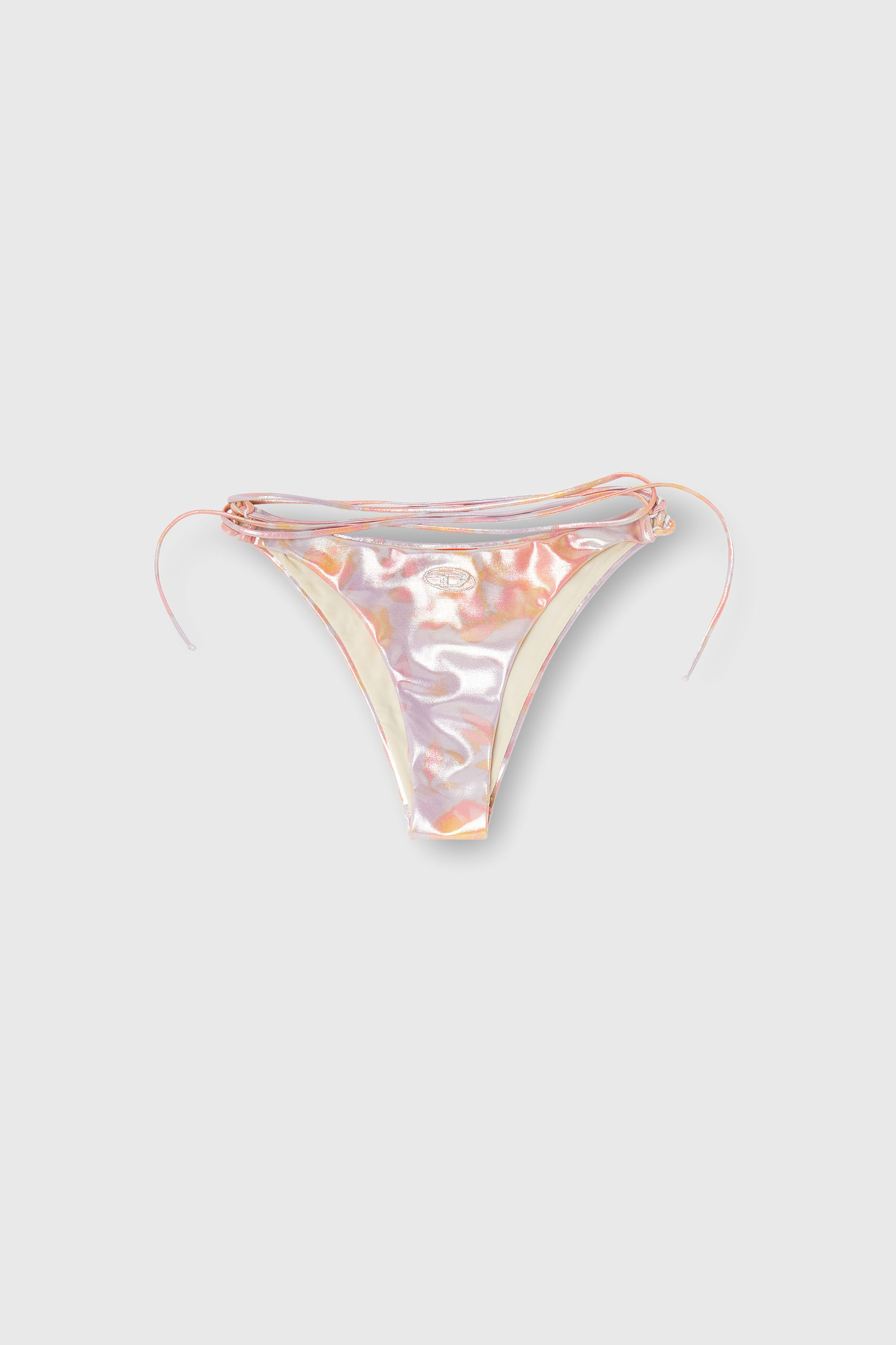 Diesel - GIUSY-UTLT, Bas de bikini &agrave; brides m&eacute;talliques imprim&eacute; floral Femme in Violet - 2