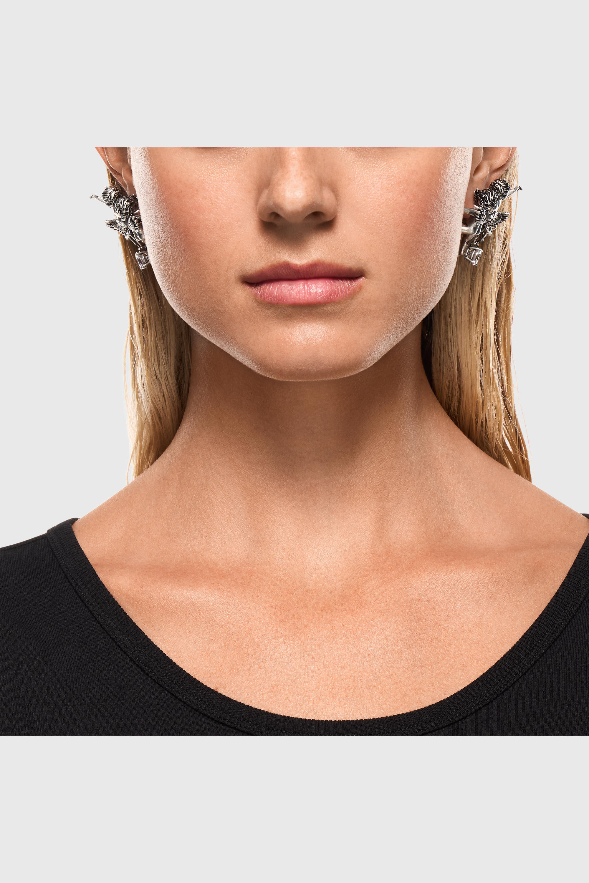 Diesel - DX1753040, Boucles d'oreilles pendantes finition argent&eacute;e avec motif ange Mixte in Gris argent&eacute; - 4