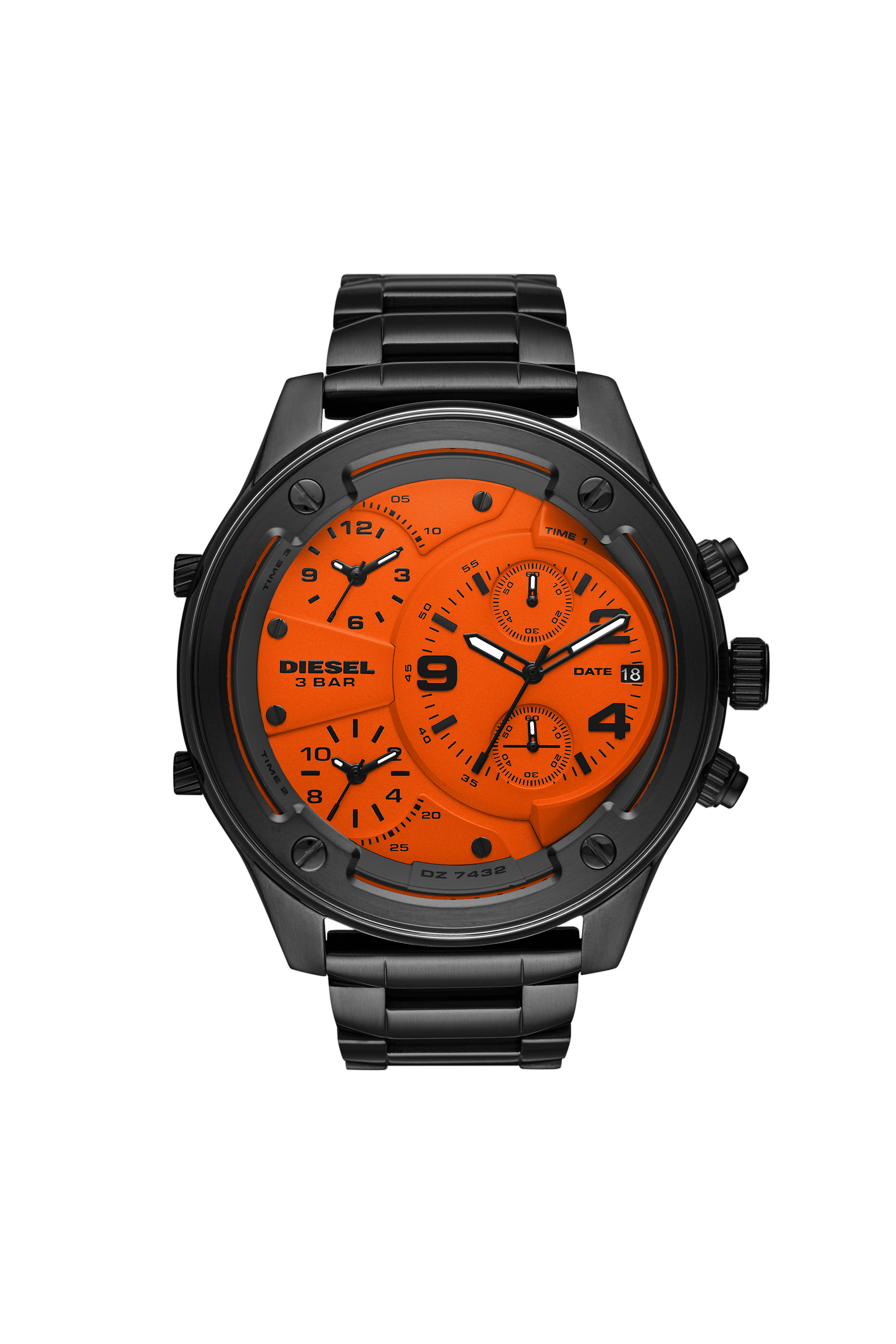 Diesel - DZ7432, Montre Boltdown chronographe en acier inoxydable gris plomb Homme in Noir - 1