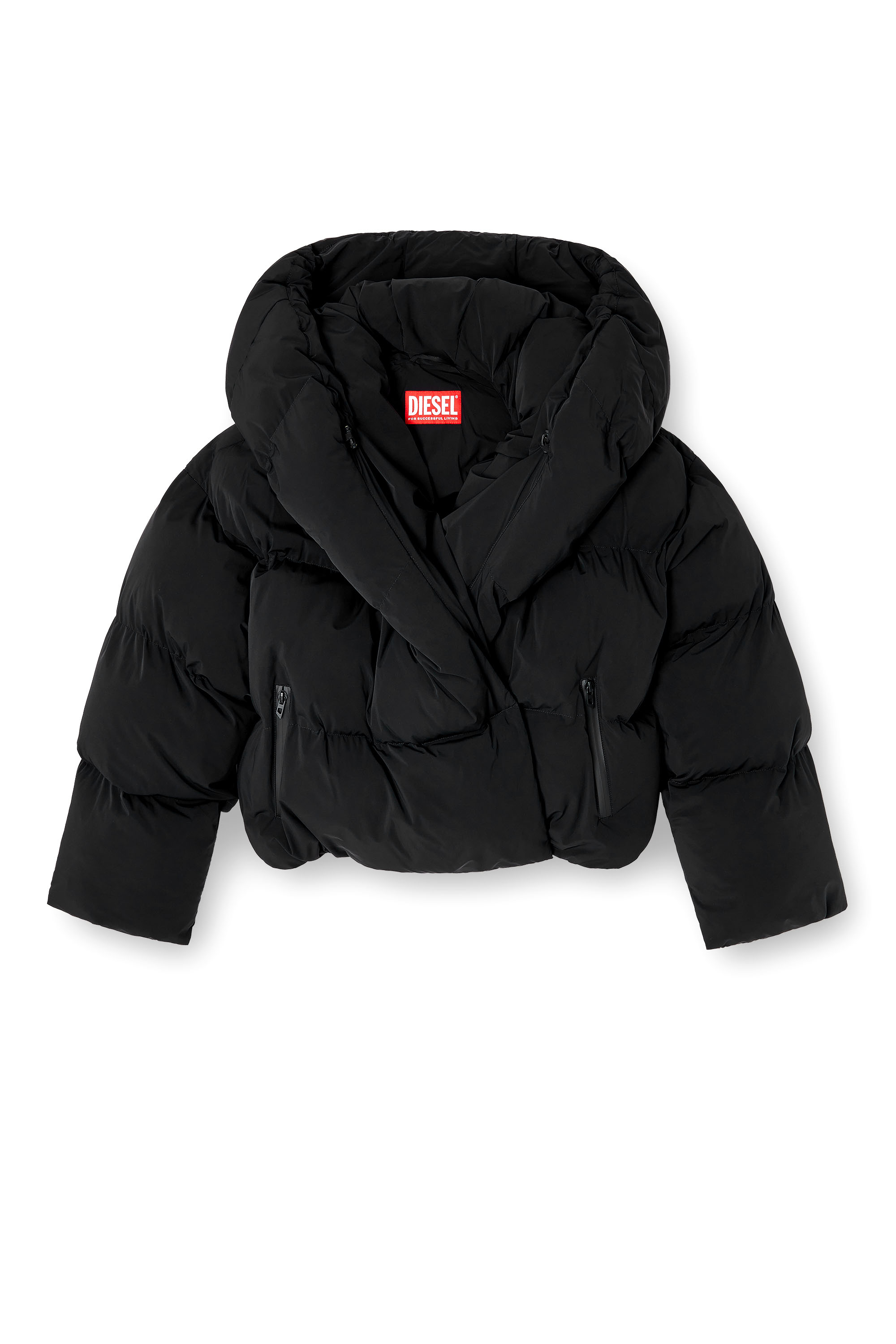 Diesel - W-ILEY-T1, Doudoune enveloppante en nylon bi-stretch Femme in Noir - 3