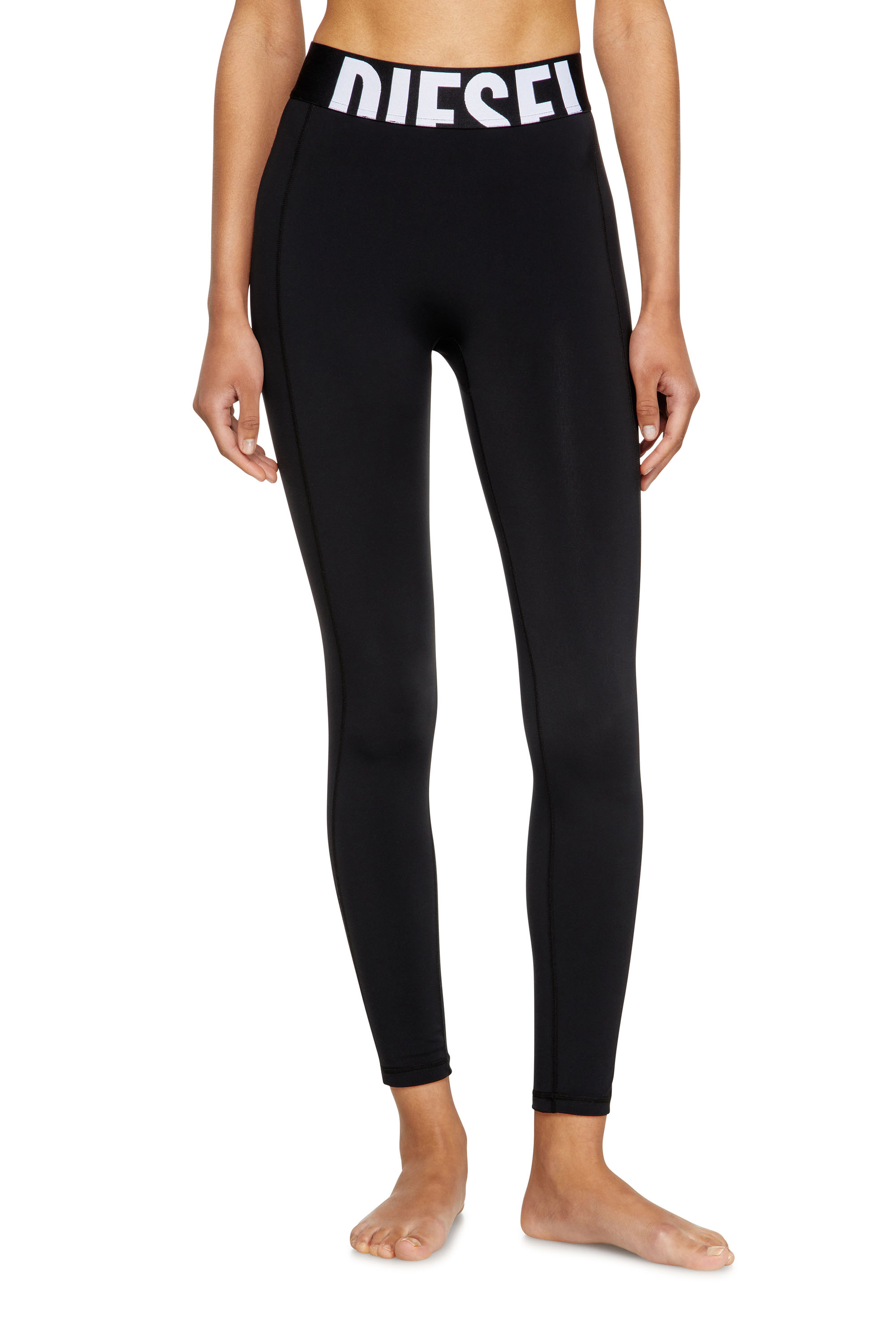 Diesel - ADELINE-D-POP, Leggings en microfibre avec logo tronqué Femme in Noir - 2