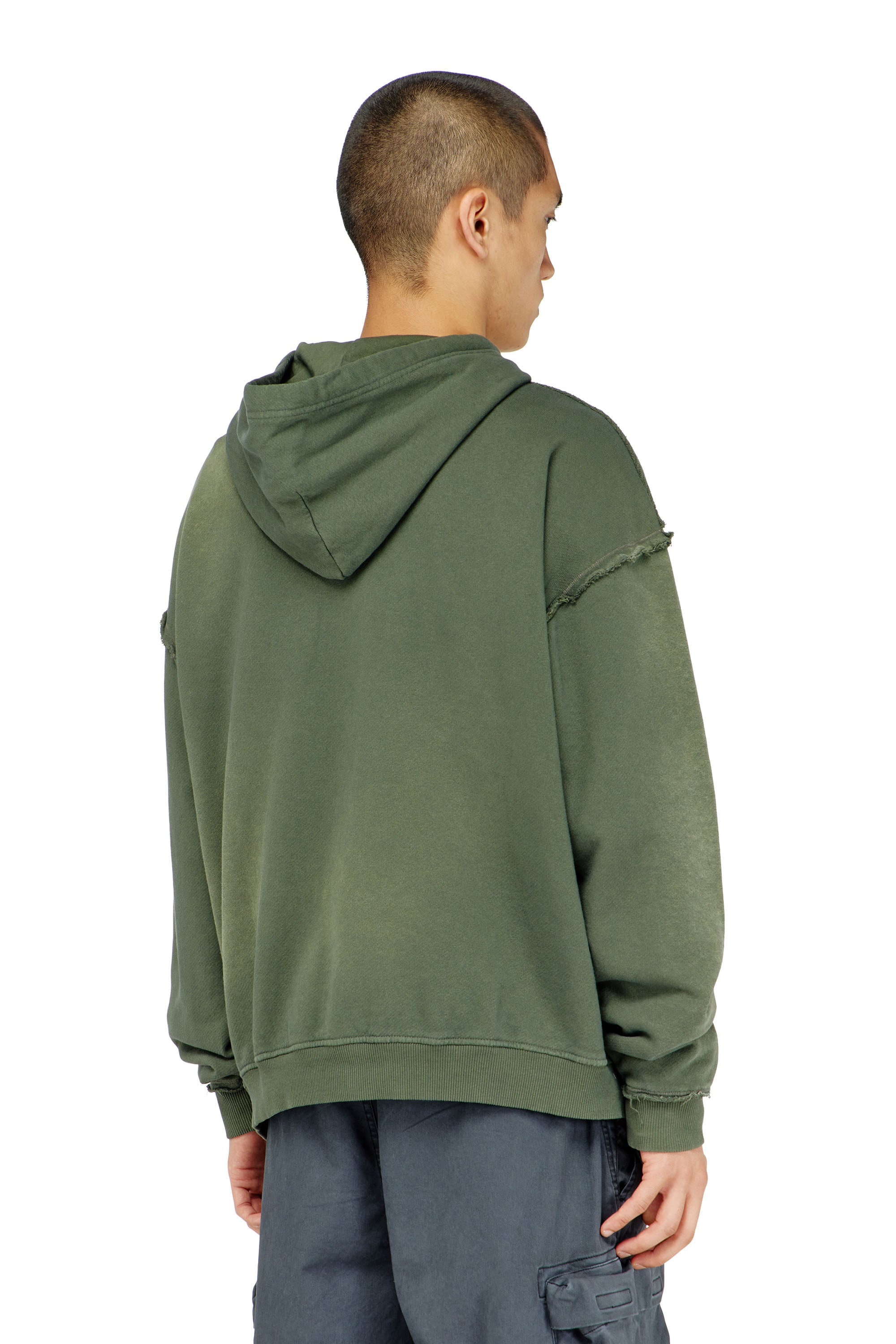 Diesel - S-POCK-HOOD, Sweat &agrave; capuche en coton d&eacute;lav&eacute; avec d&eacute;tails effiloch&eacute;s Homme in ToBeDefined - 4