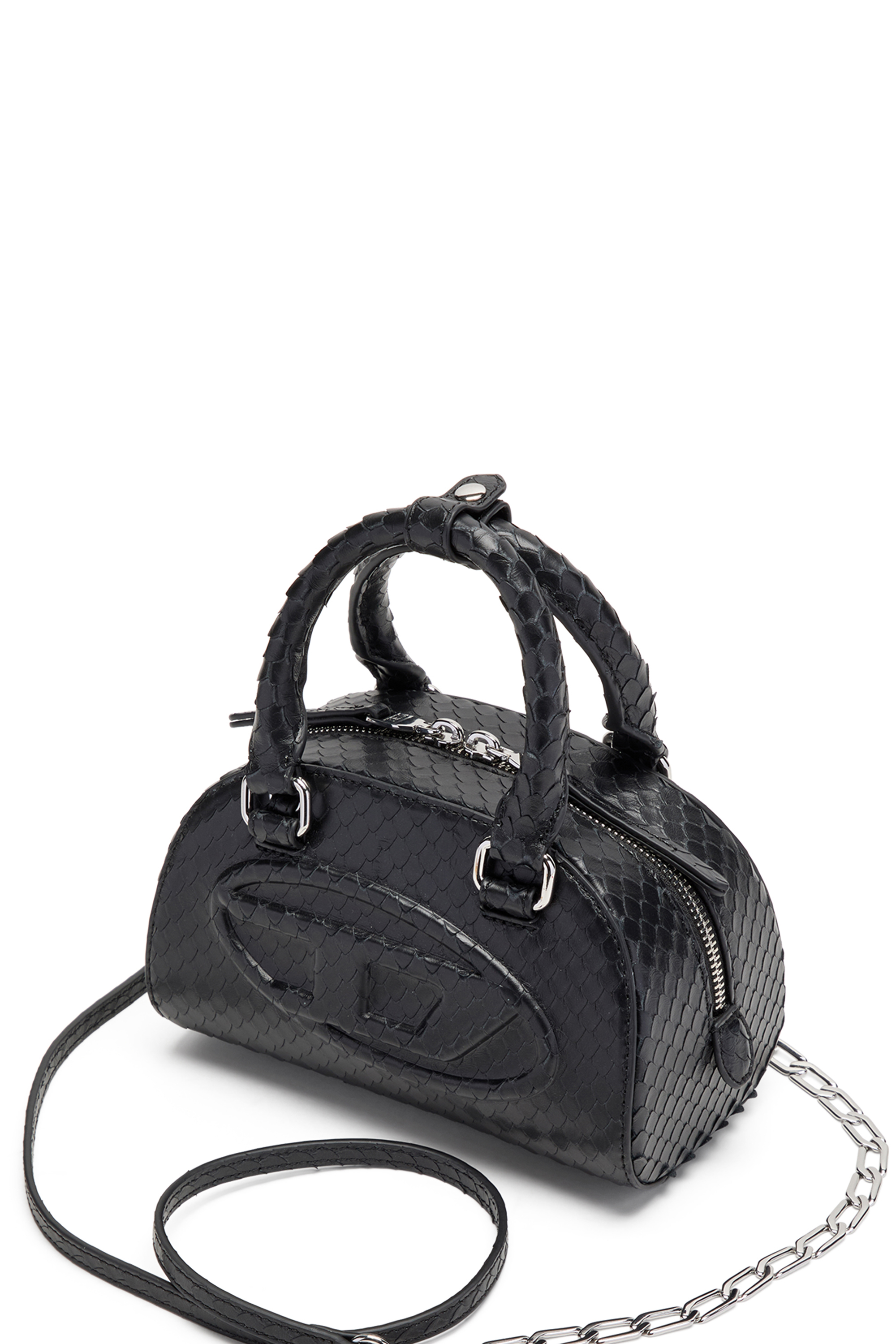 Diesel - 1DR DOME CROSSBODY, 1DR Dome-Sac bowling mini en cuir effet serpent Femme in Noir - 3