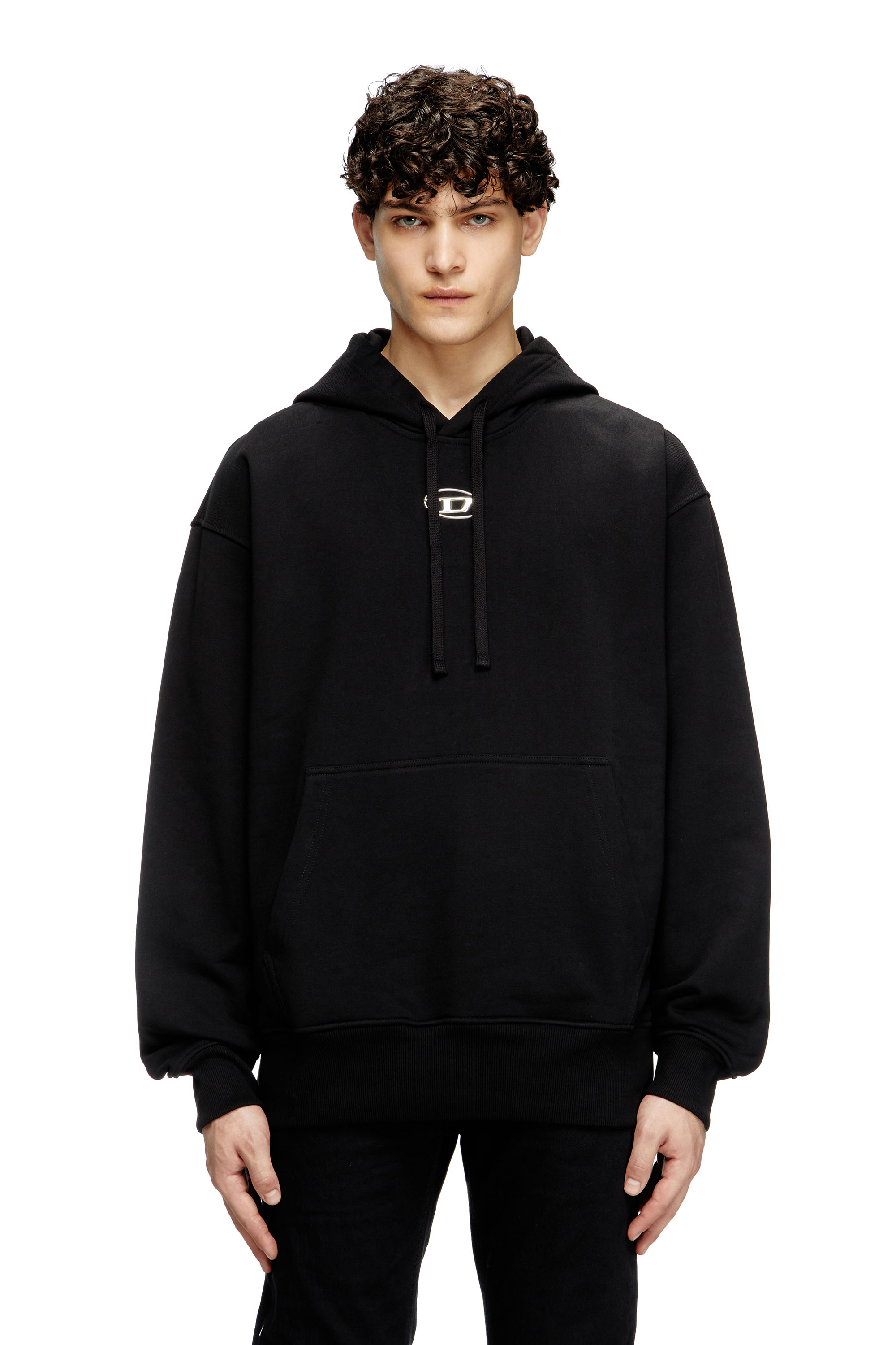 Diesel - S-MACS-HOOD-OD, Sweat-shirt à capuche oversize avec logo métallisé Homme in Noir - 3