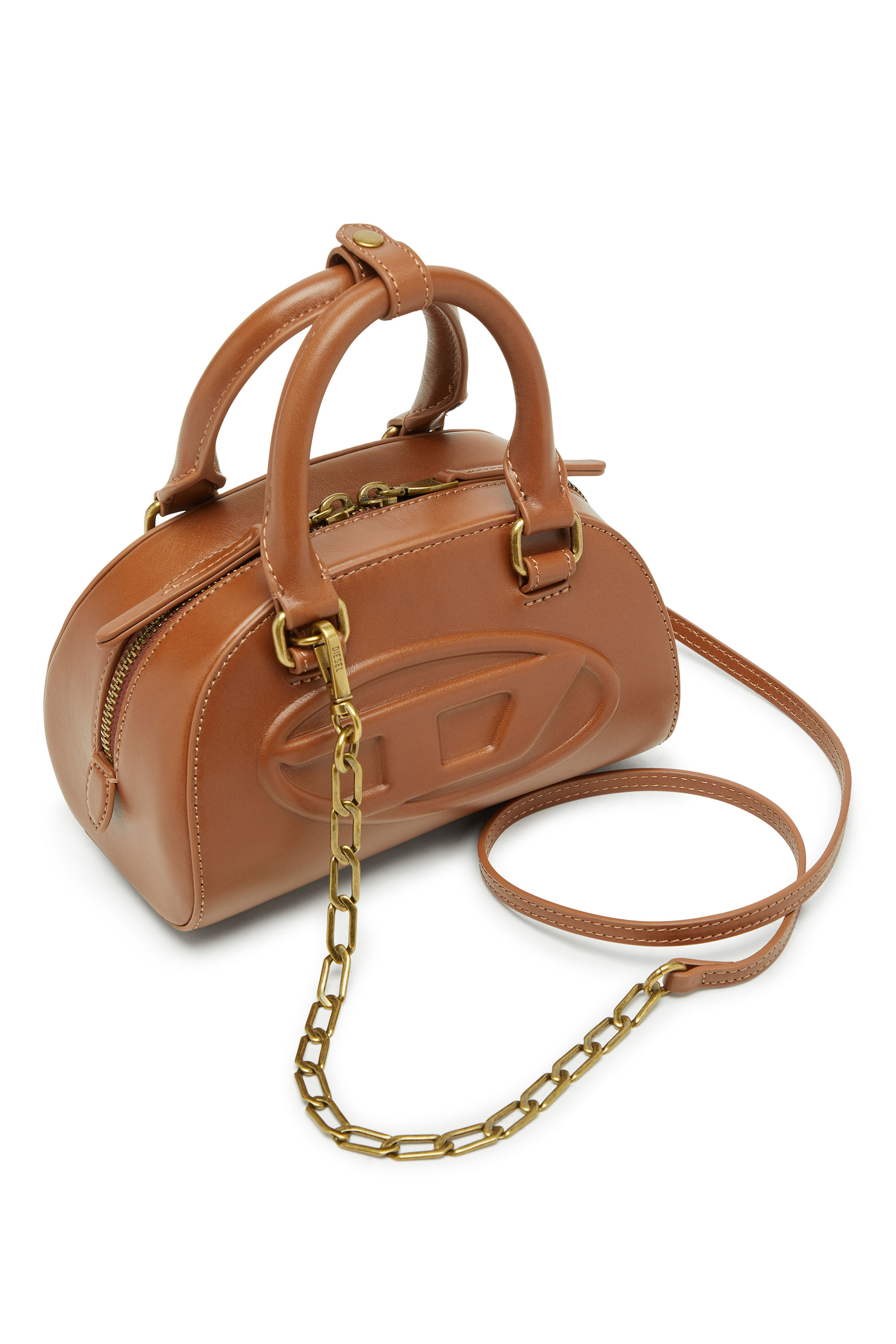 Diesel - 1DR DOME CROSSBODY, 1DR Dome-Sac bowling mini en cuir pull-up Femme in Marron - 5