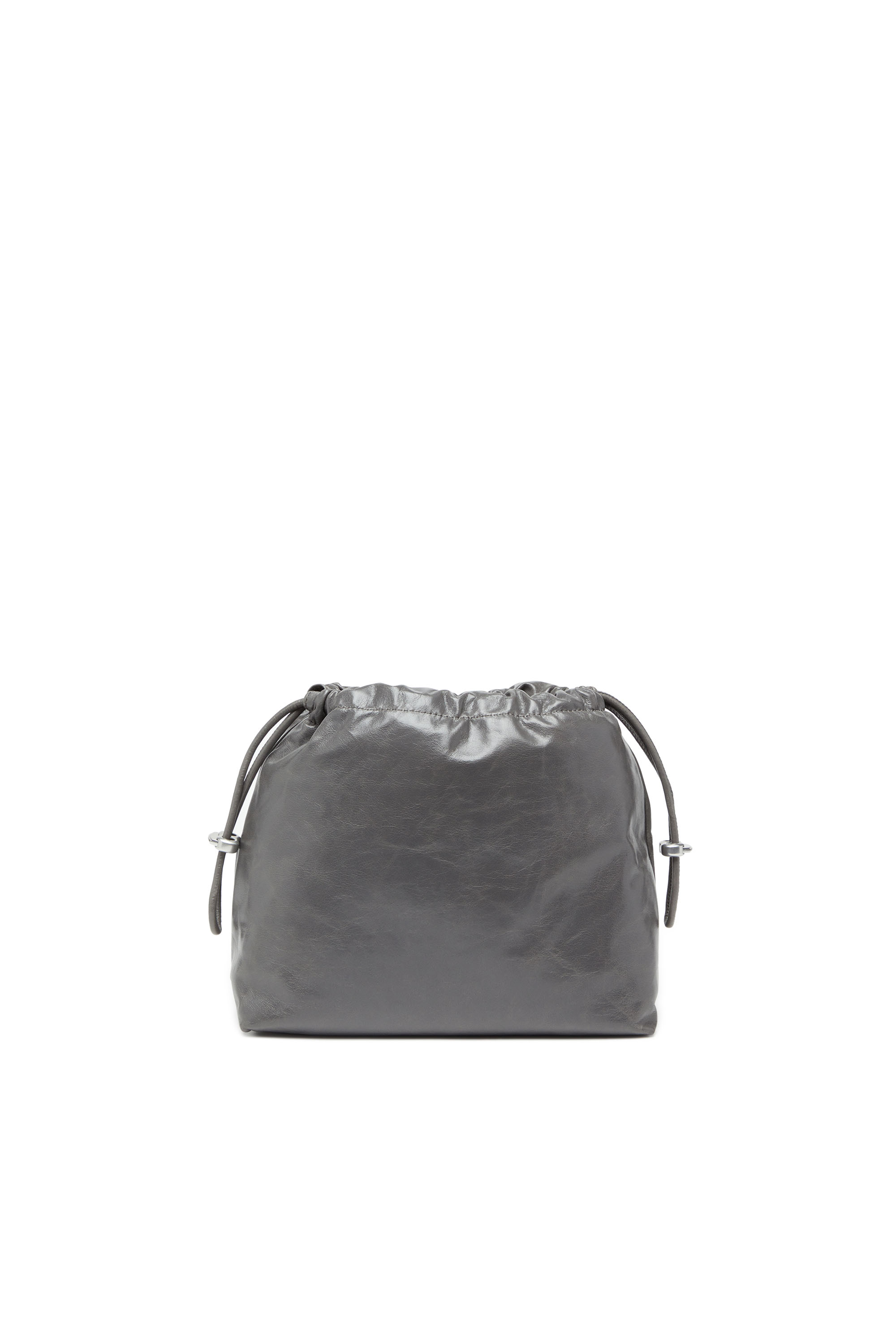 Diesel - SCRUNCH-D BUCKET, Scrunch-D-Sac seau en cuir froissé et brillant Femme in Gris - 2