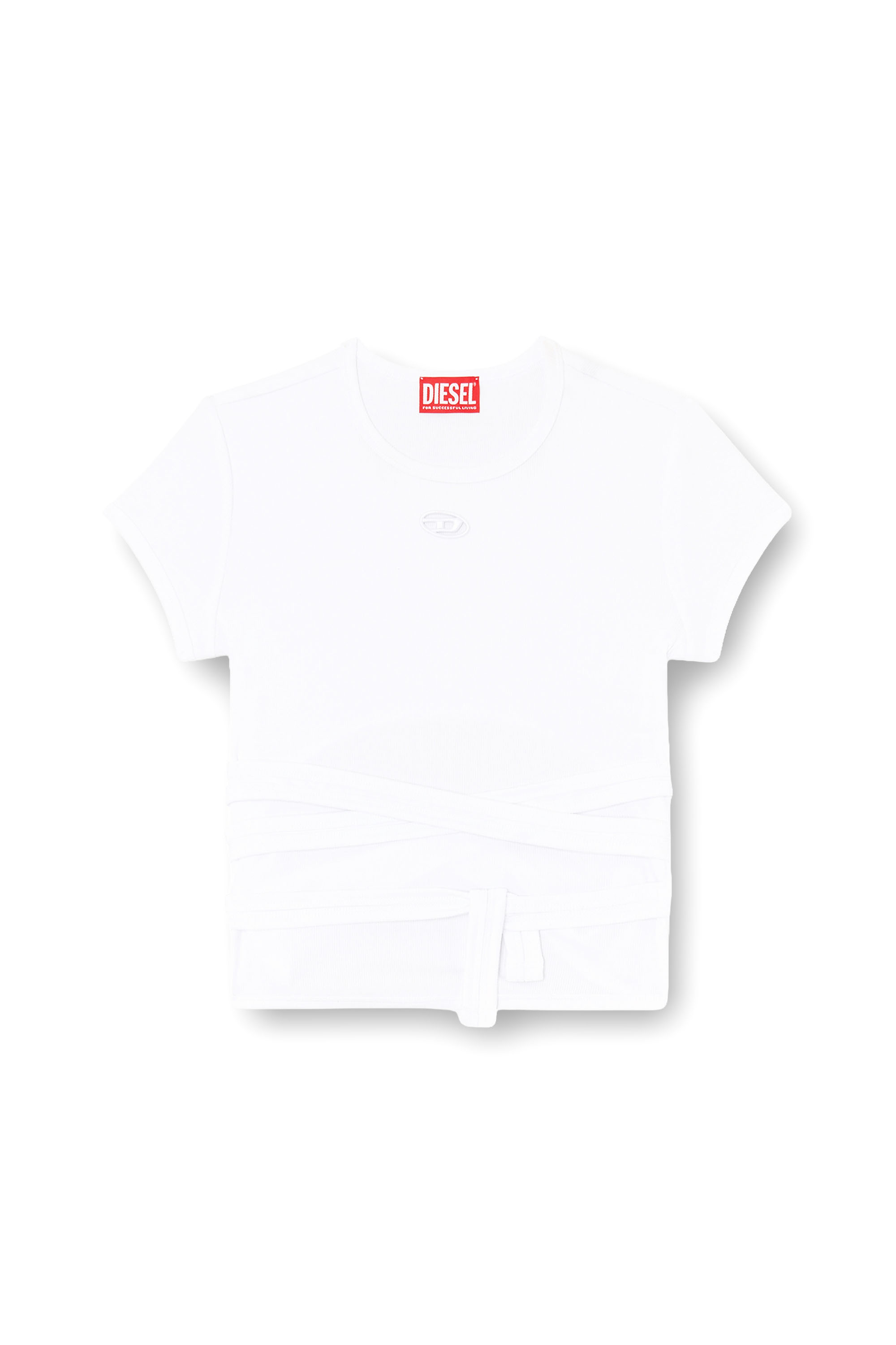Diesel - T-BUNNY-TAIL-S1, Haut c&ocirc;tel&eacute; avec lacets enveloppants Femme in Blanc - 3