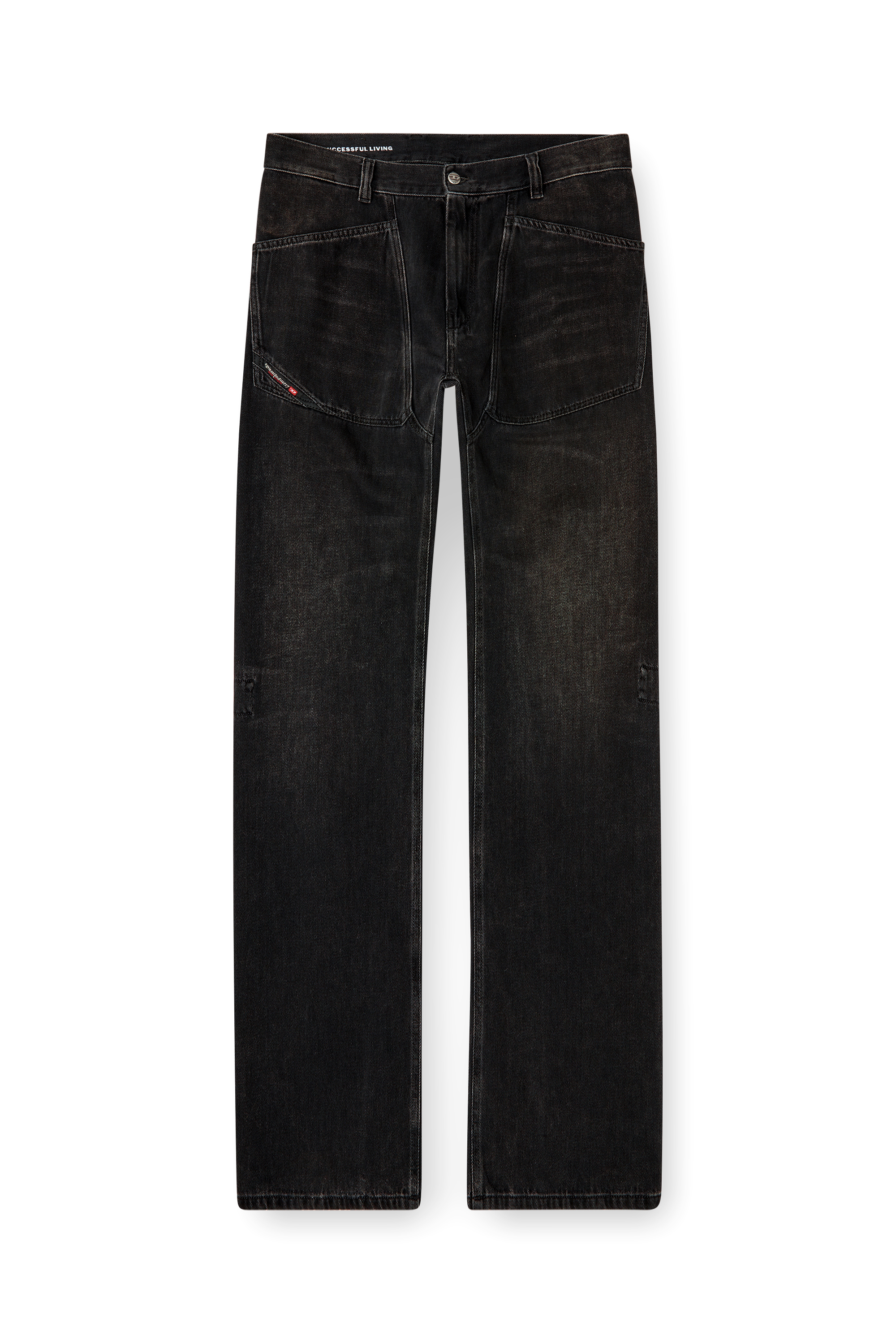Diesel - Relaxed Jeans D-Zeta 09J96 Homme, Noir/Gris foncé - Image 2
